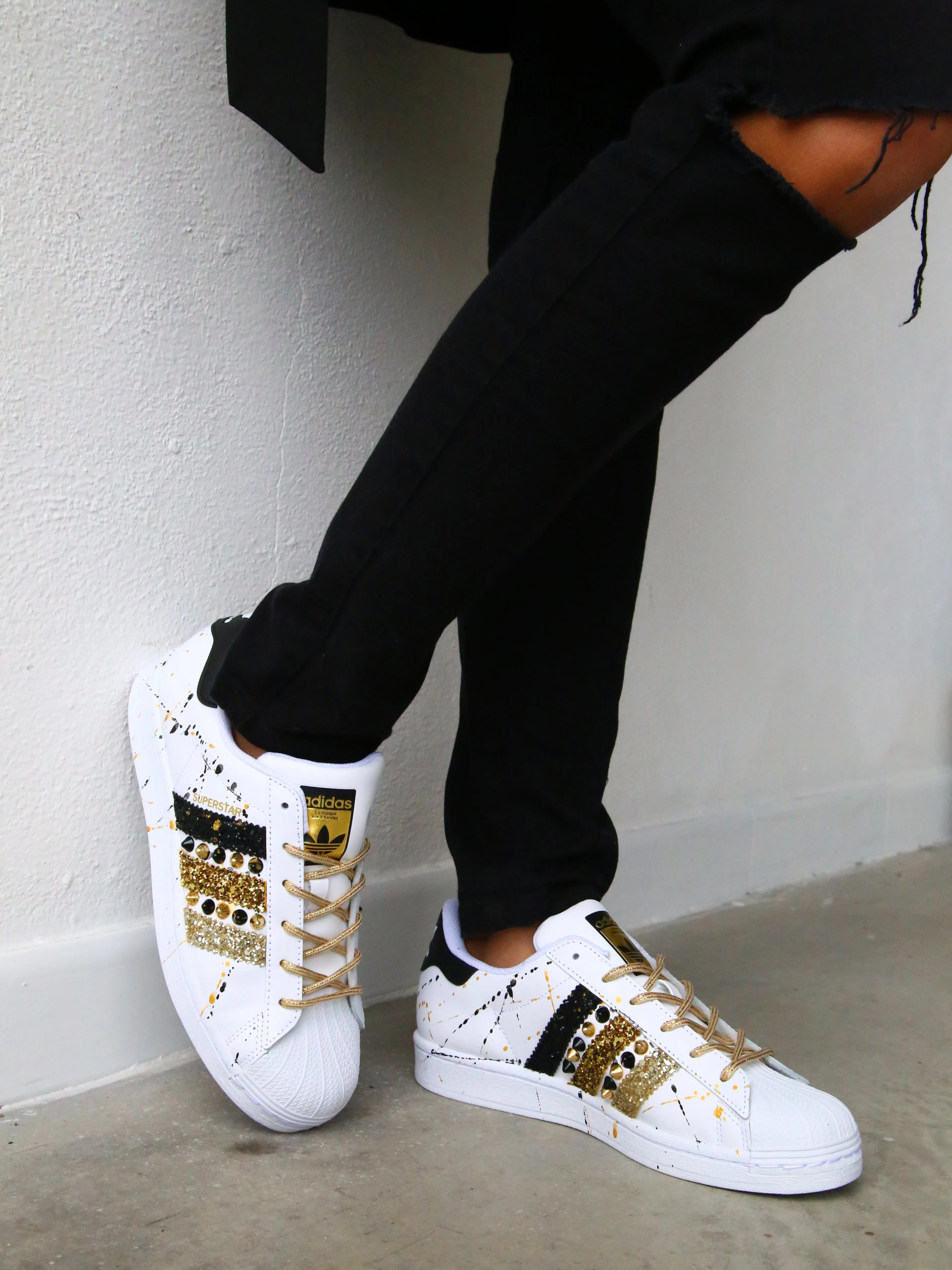 Urban Ready Adidas Superstar Glitter Borchie & Vernice Oro