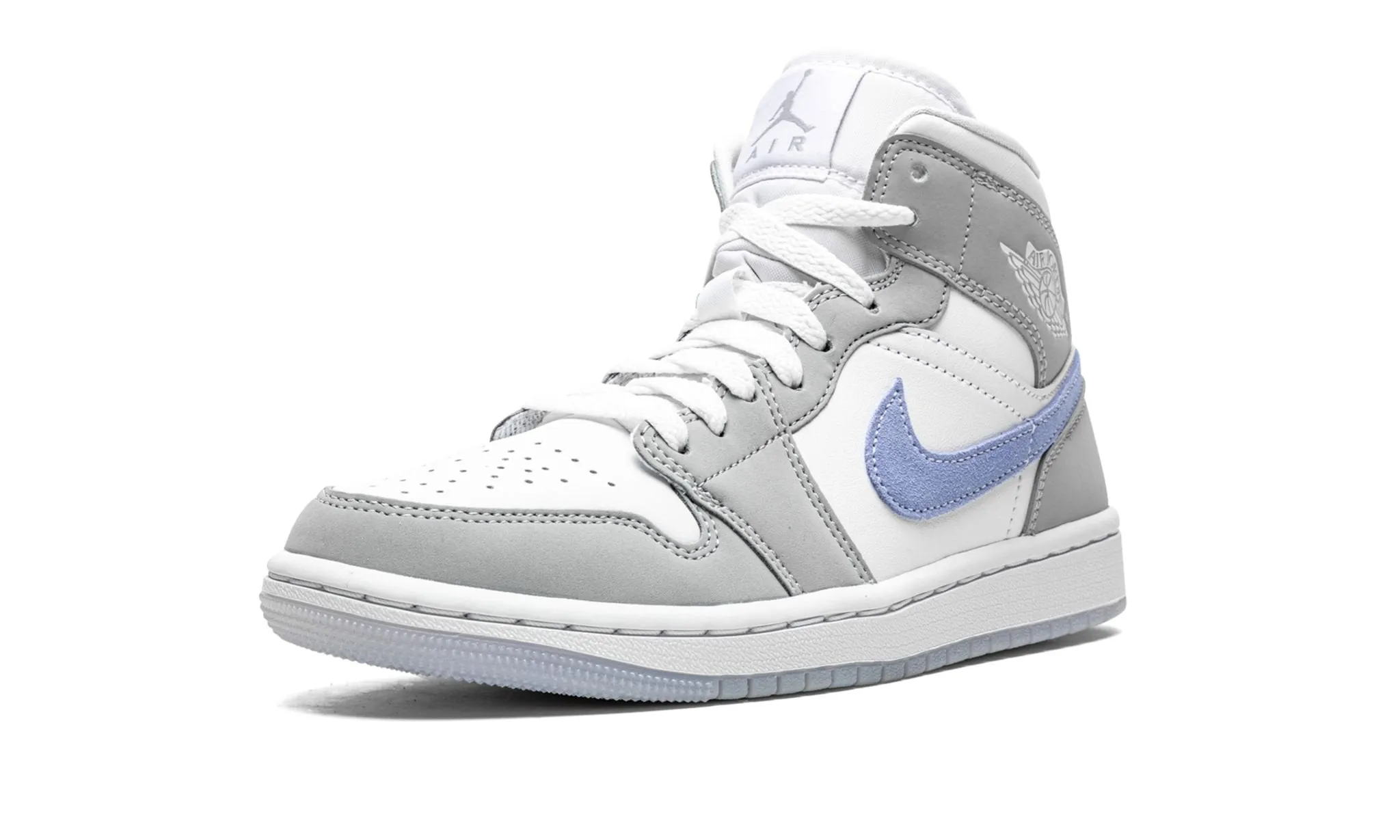 Rest Walk Breathable Lining Wmns Air Jordan 1 Mid Wolf Grey Aluminum