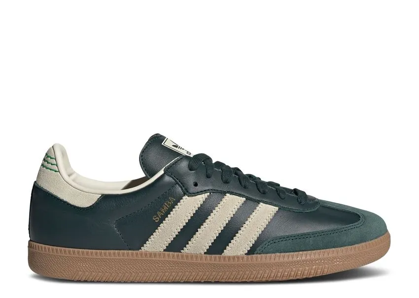 Adidas Samba OG Shadow Green Cream White Gold Metallic Smooth Move Simple Look