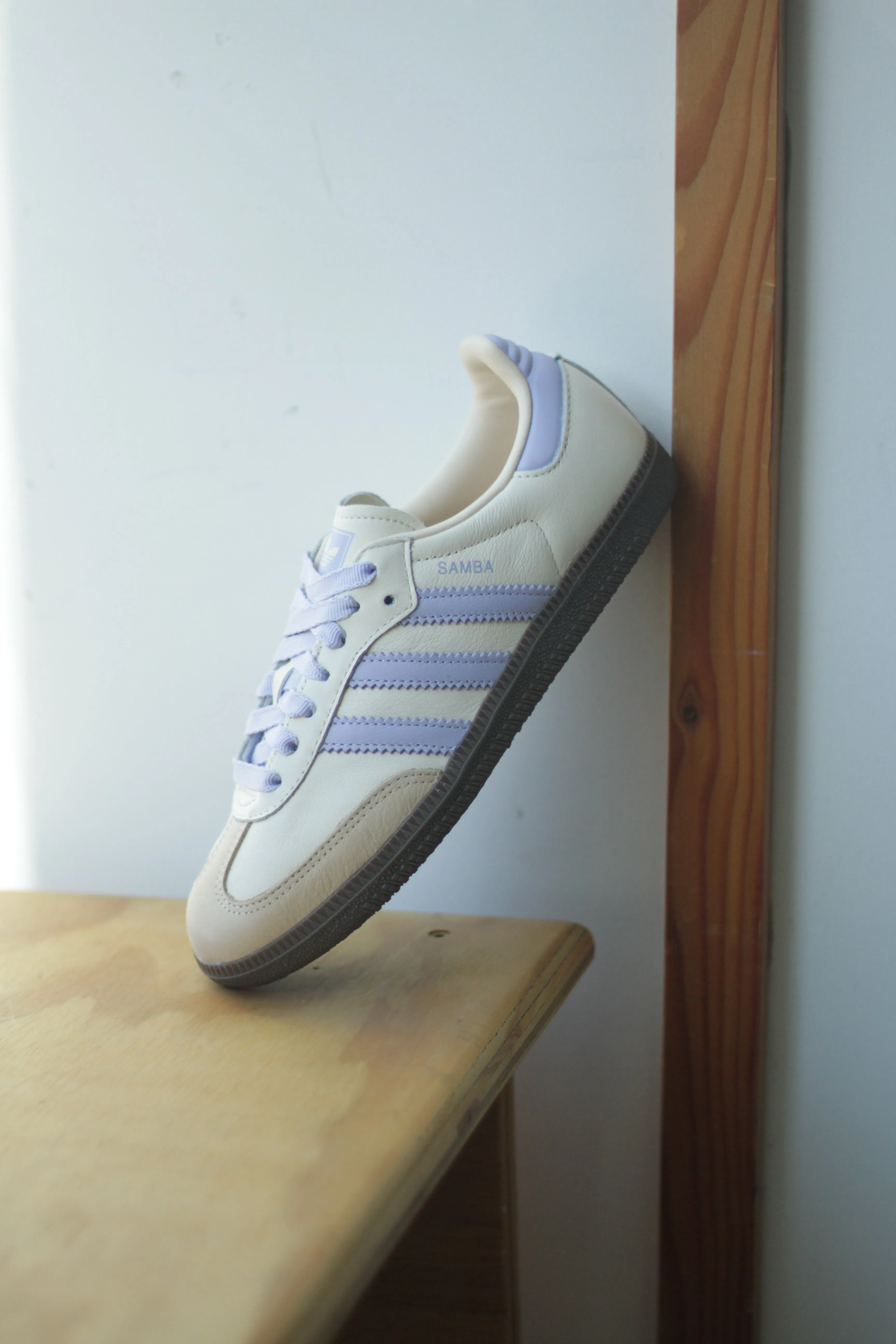 Crystal-Clear W SAMBA OG "CREAM WHITE/VIOLET TONE" Toe Protection