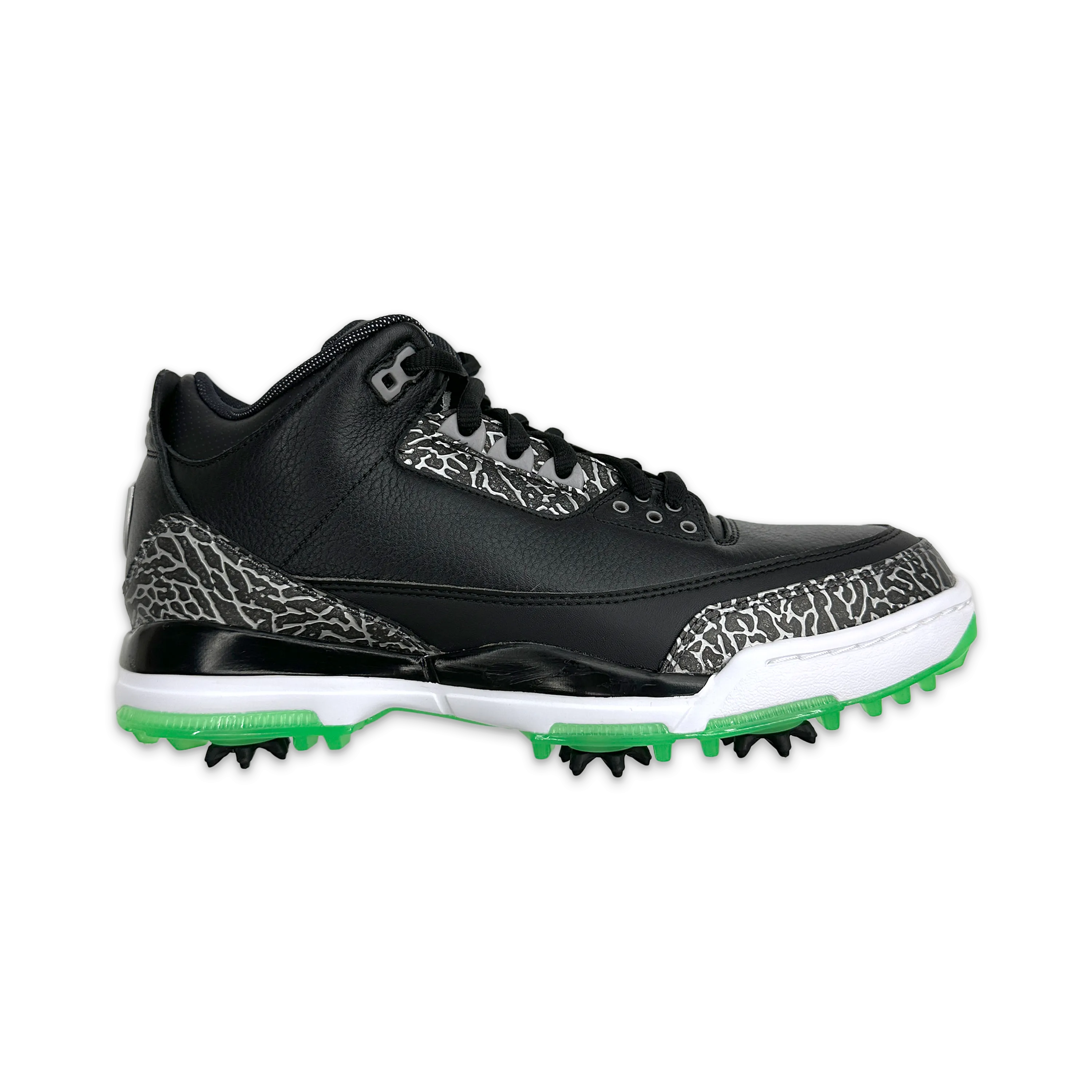 Anti Abrasion Air Jordan 3 Retro Golf "Black Green Glow"