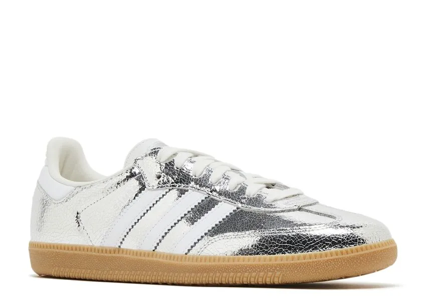 Airport Run Running Light Adidas Samba OG Silver Metallic Cracked Leather