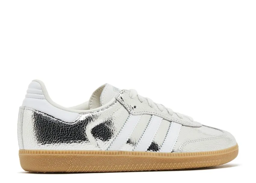 Adidas Samba OG Silver Metallic Cracked Leather Gym Use Street Look