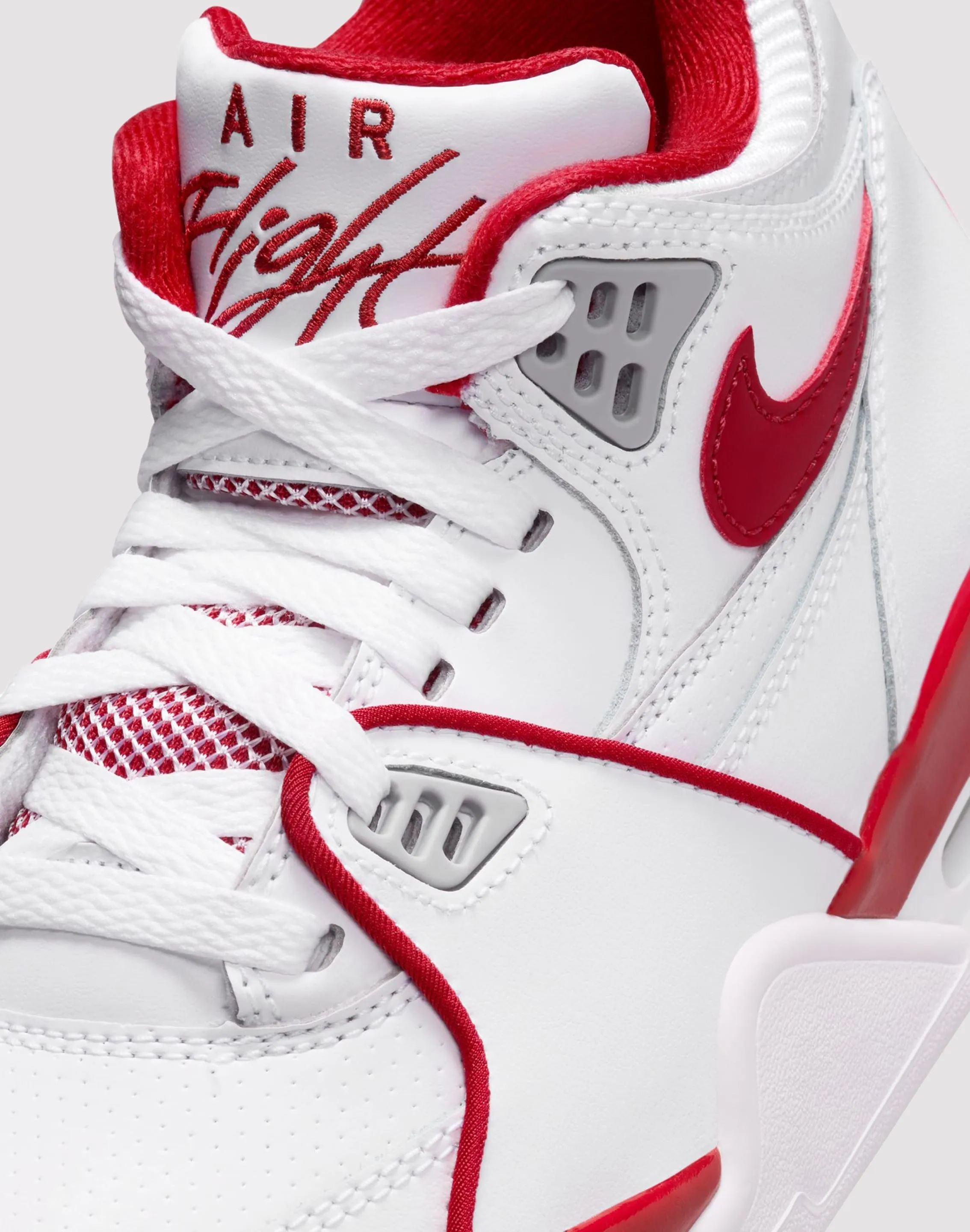 Jordan Air Flight 89 "White/Varsity Red/Wolf Grey" Grade School Boys' Polish Look Deep Shade