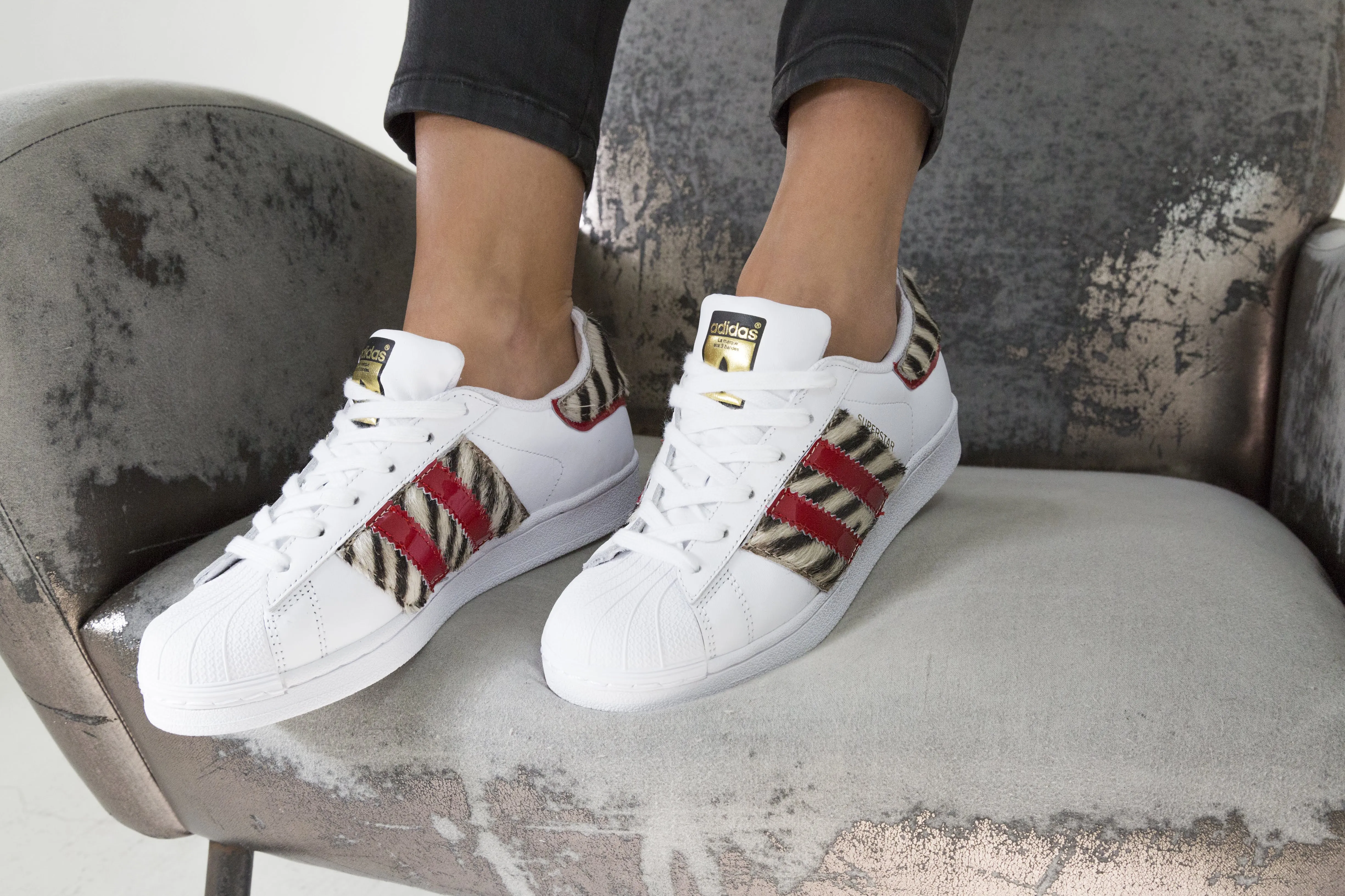 Adidas Superstar Zebrate & Vernice Rossa Every Foot PU Sole