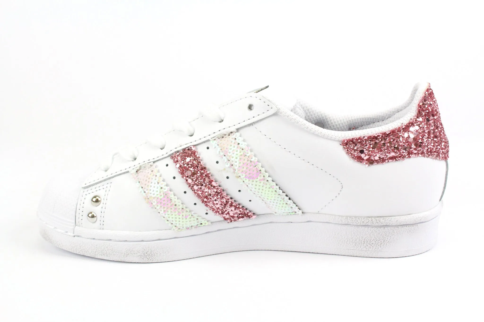 Adidas Superstar Glitter Rosa Paillettes & Strass Comfortable toe box Shady Run