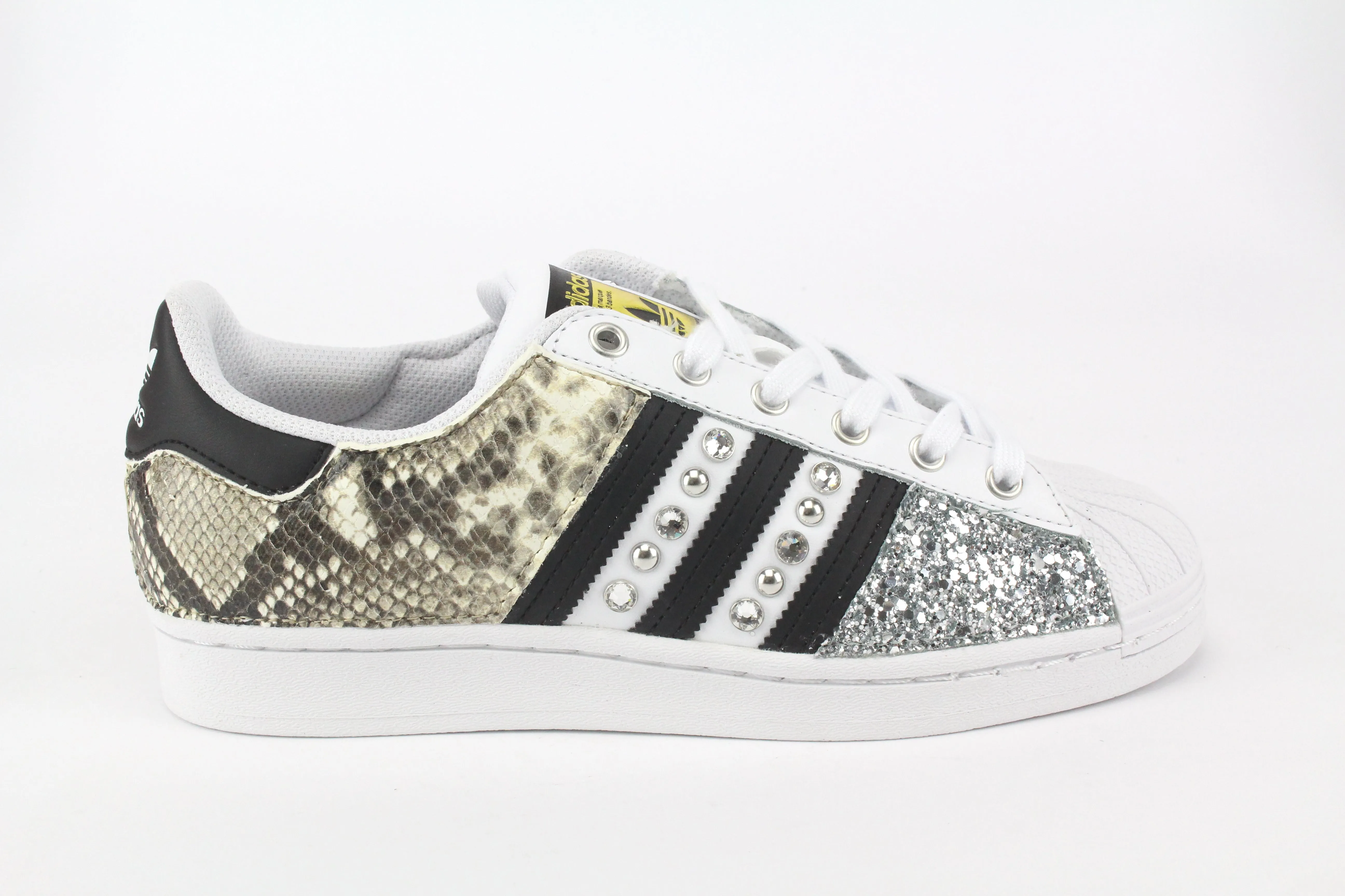 Meadow Run Healthy Walk Adidas Superstar Pitone Borchie Strass & Glitter Argento