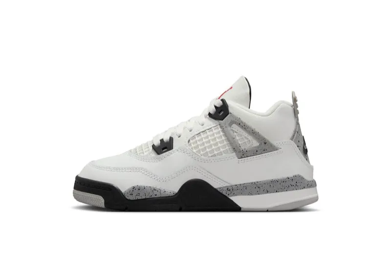 Jordan 4 Retro "White Cement" Pre-School (2025) Indoor Friendly Classic Silhouette