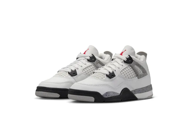 Lace Free Jordan 4 Retro "White Cement" Pre-School (2025)