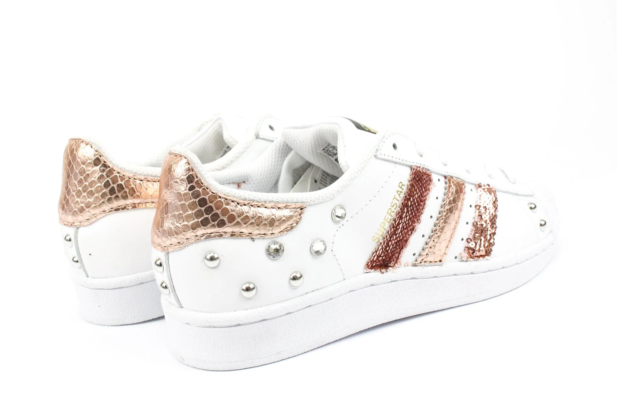 Trail Trek Sleek Aesthetic Adidas Superstar Pitone Laminato Rosa Rame Paillettes & Strass