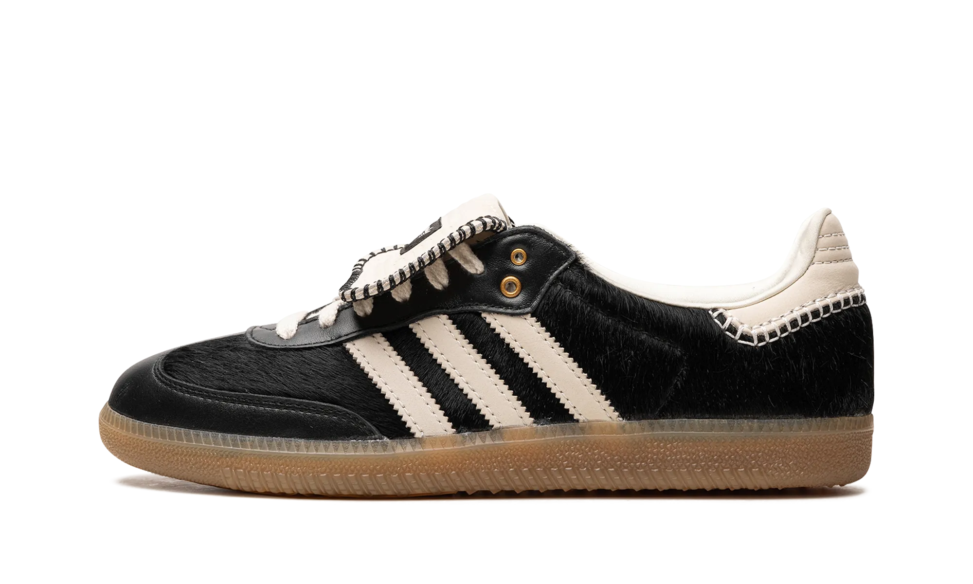 Low Heel Sporty Detail Samba "Wales Bonner - Black Pony Hair"
