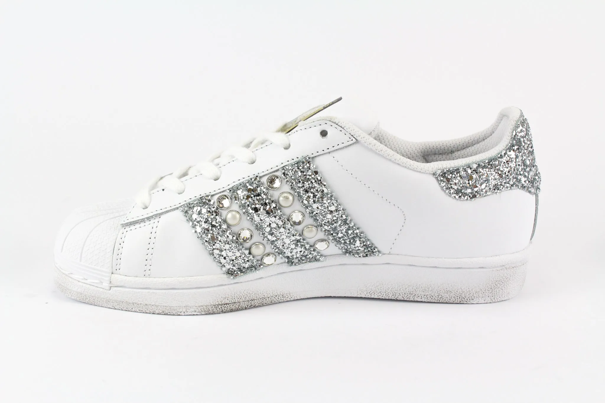Adidas Superstar Silver Glitter Perle & Strass Cool Fit