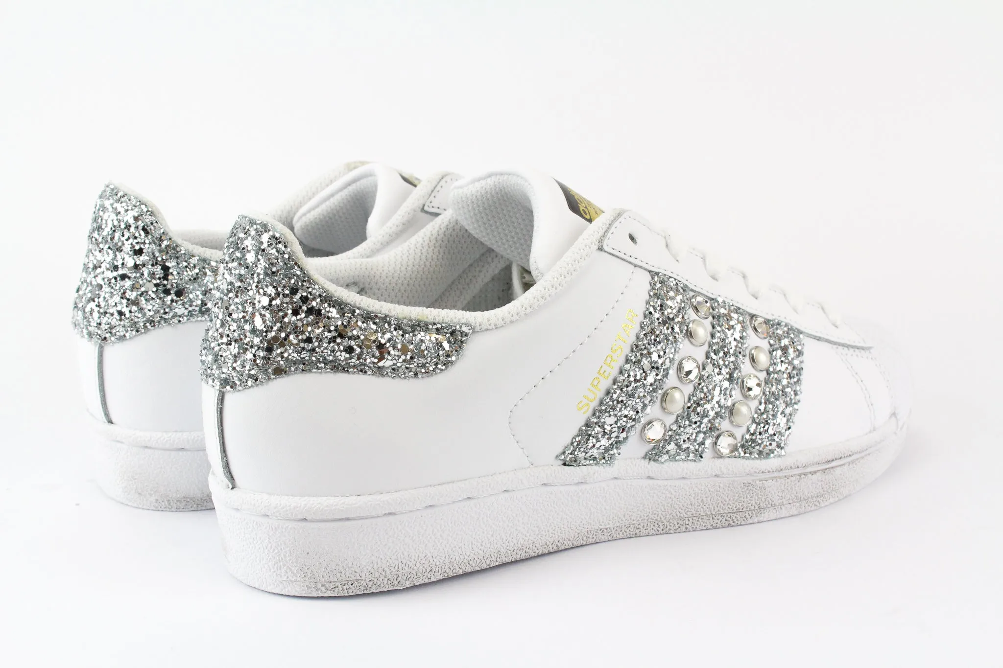 Fast Outing Adidas Superstar Silver Glitter Perle & Strass