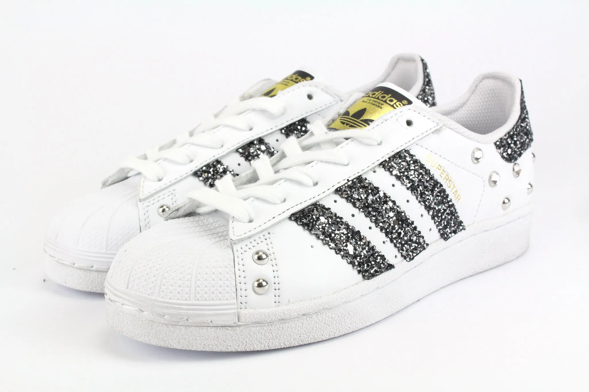 Adidas Superstar Black Silver Glitter & Strass Ease Motion Ride Friendly