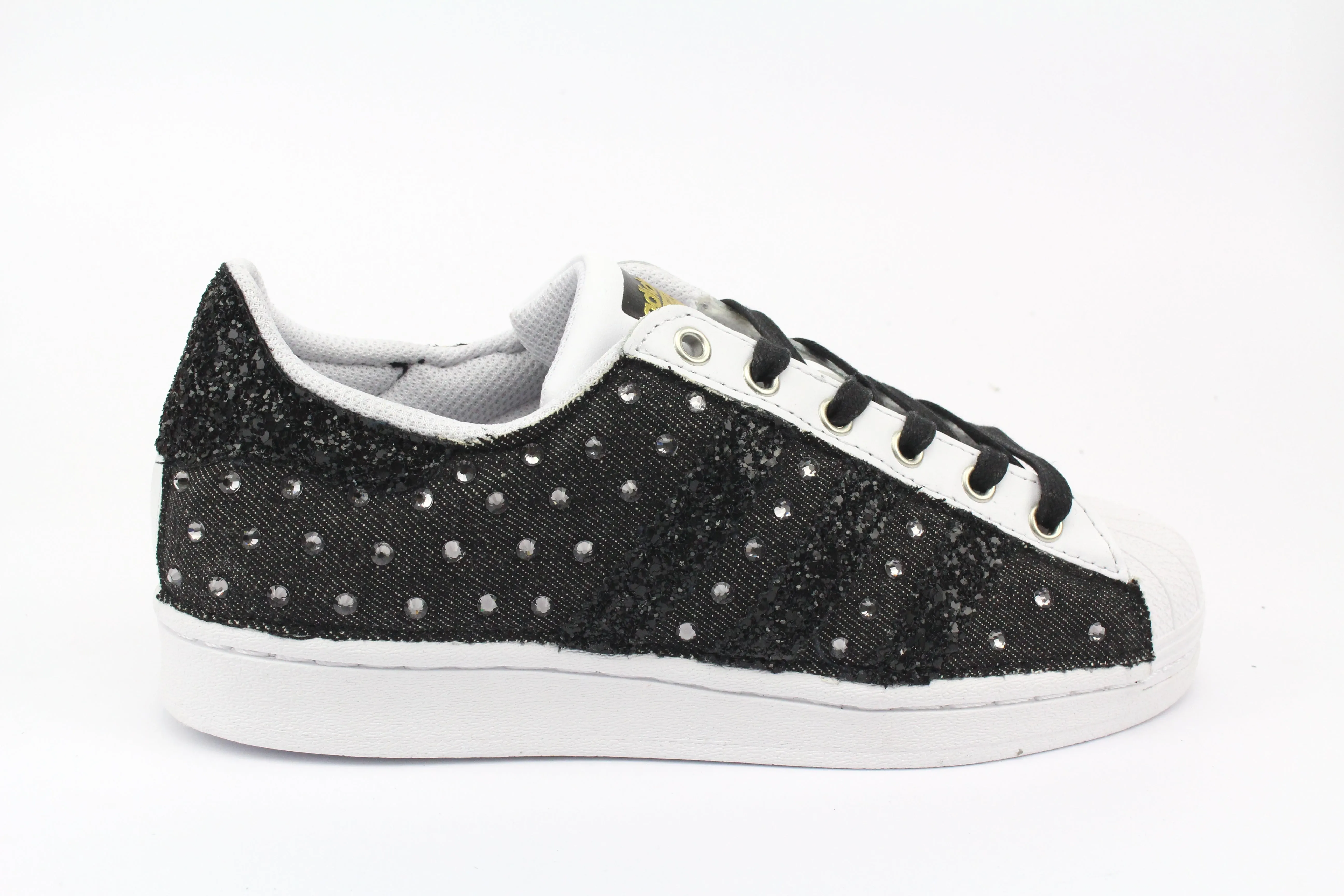 Adidas Superstar Black Jeans & Strass Termo Heel Stabilizer Tunnel Step