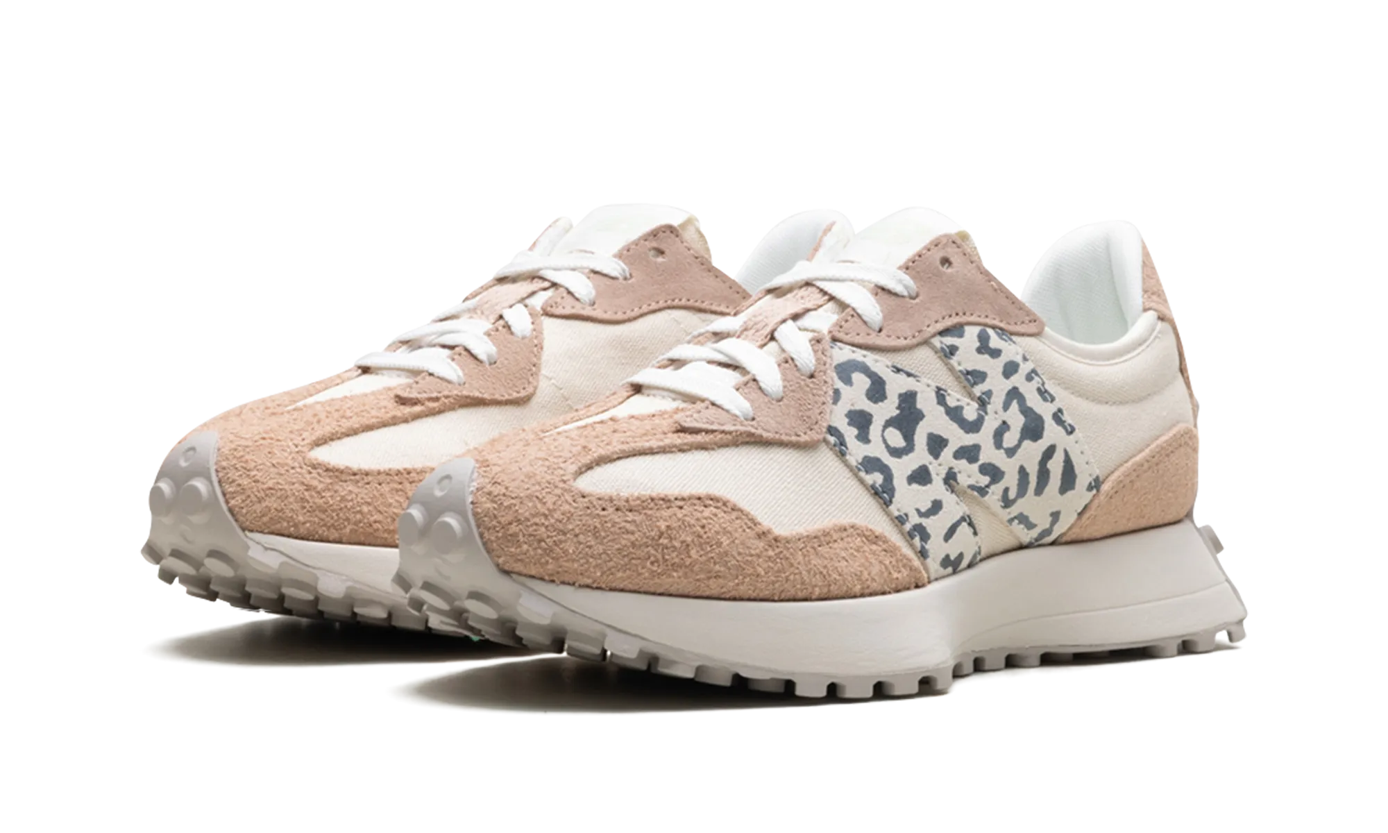 327 WMNS "Flat Taupe Linen Leopard" Treaded Sole Flat