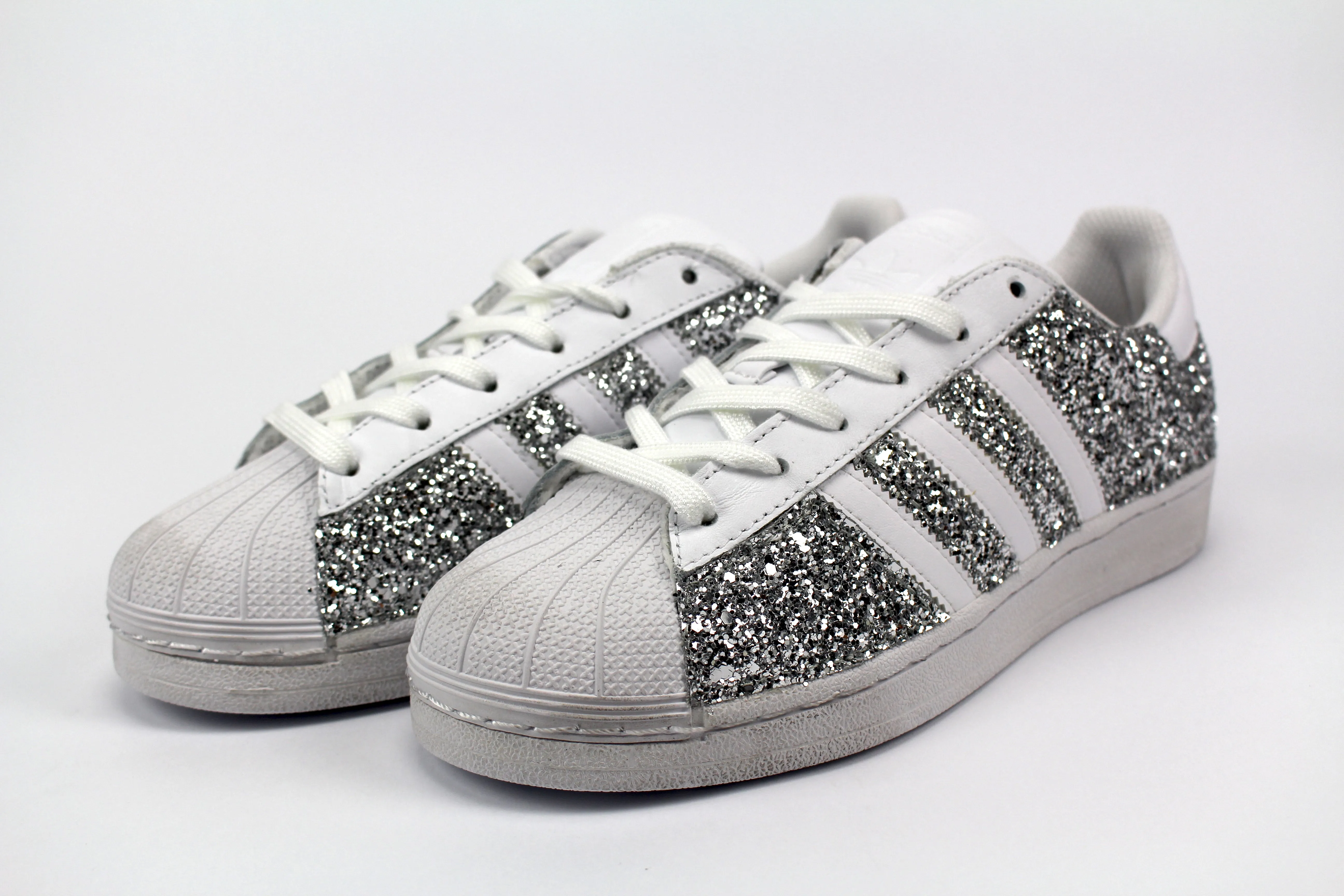 Adidas Superstar White & Total Glitter Silver High-Quality Materials