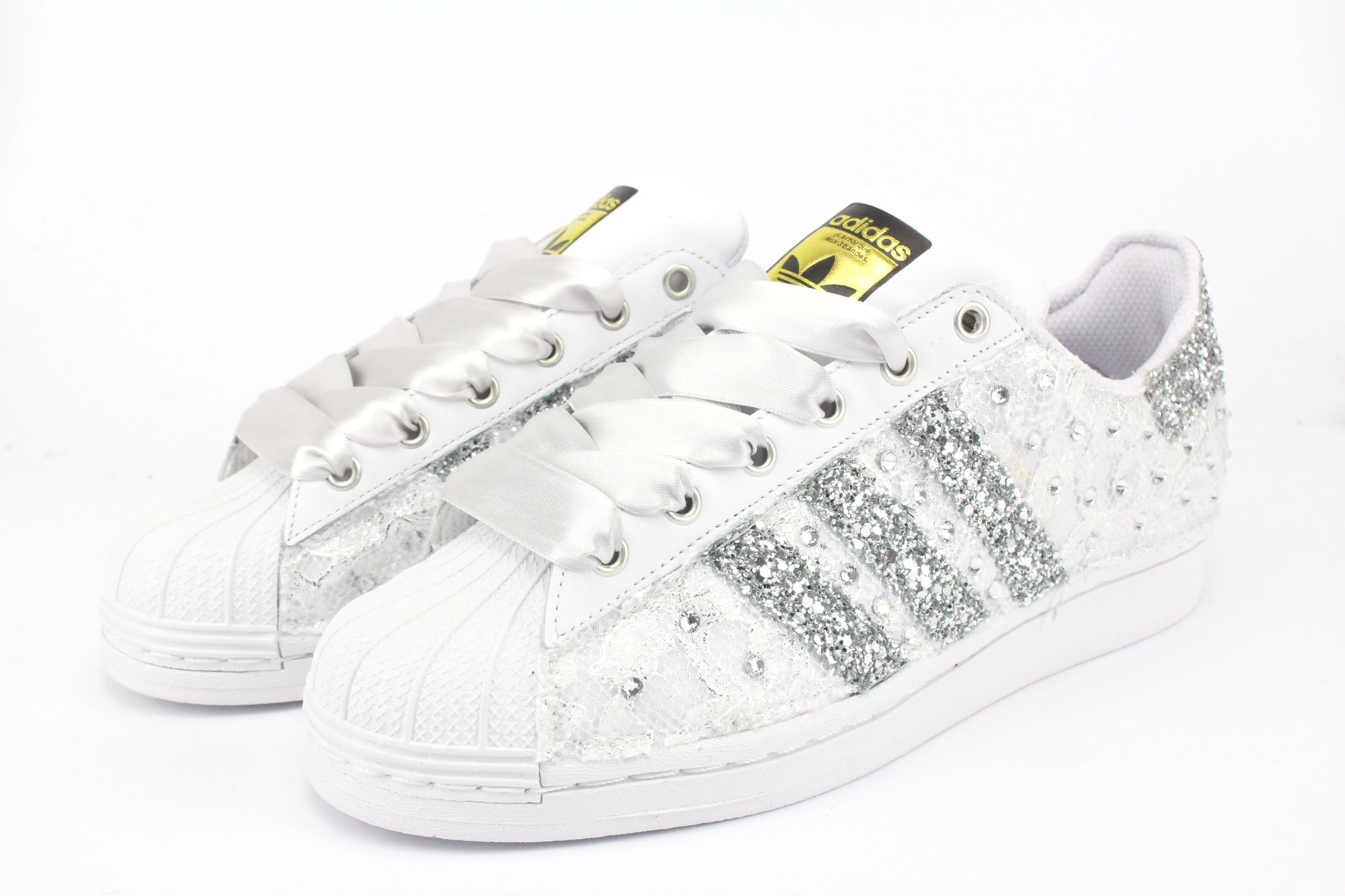 Step Lightly Adidas Superstar Pizzo Silver & Strass Termo