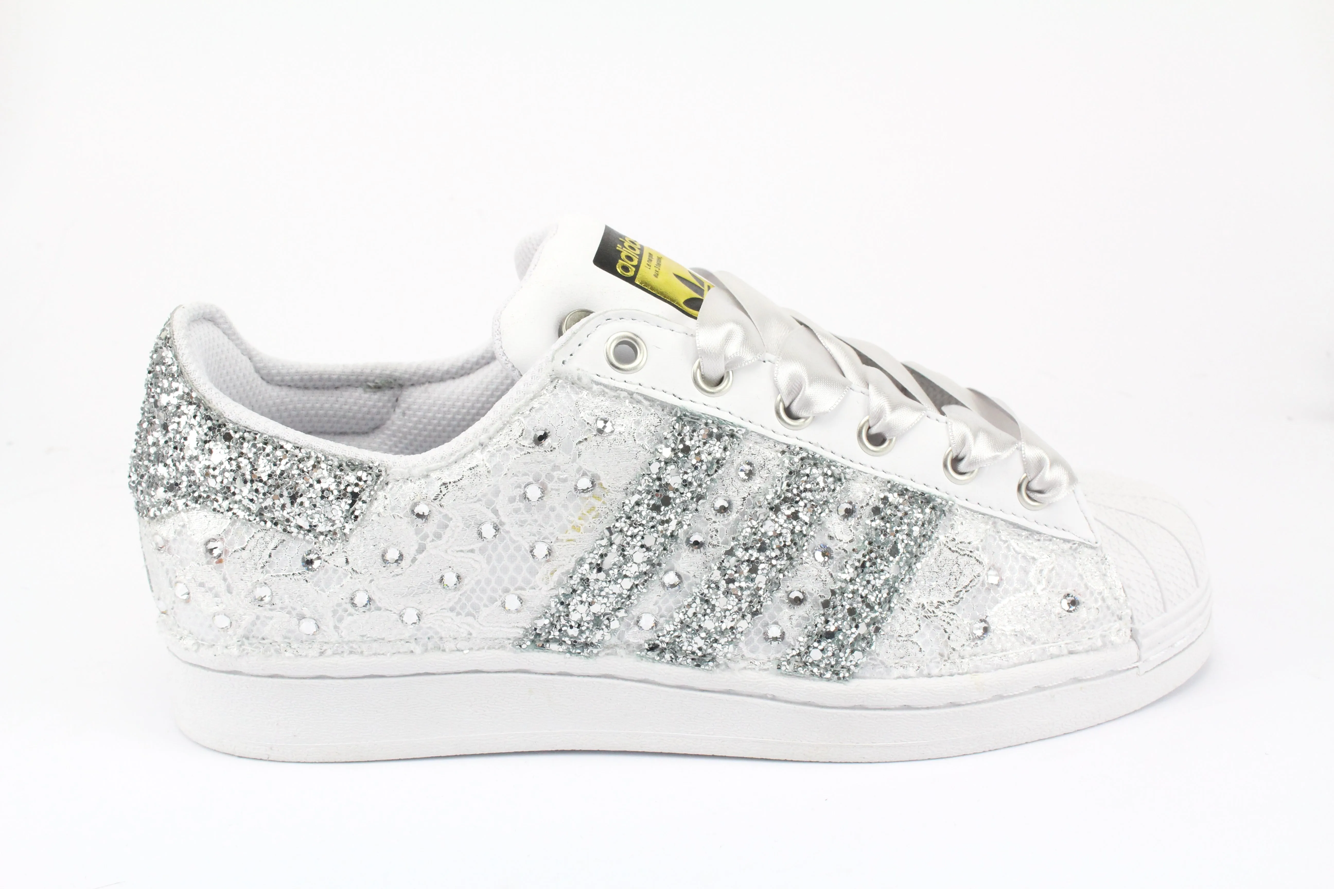 Versatile Footwear Adidas Superstar Pizzo Silver & Strass Termo