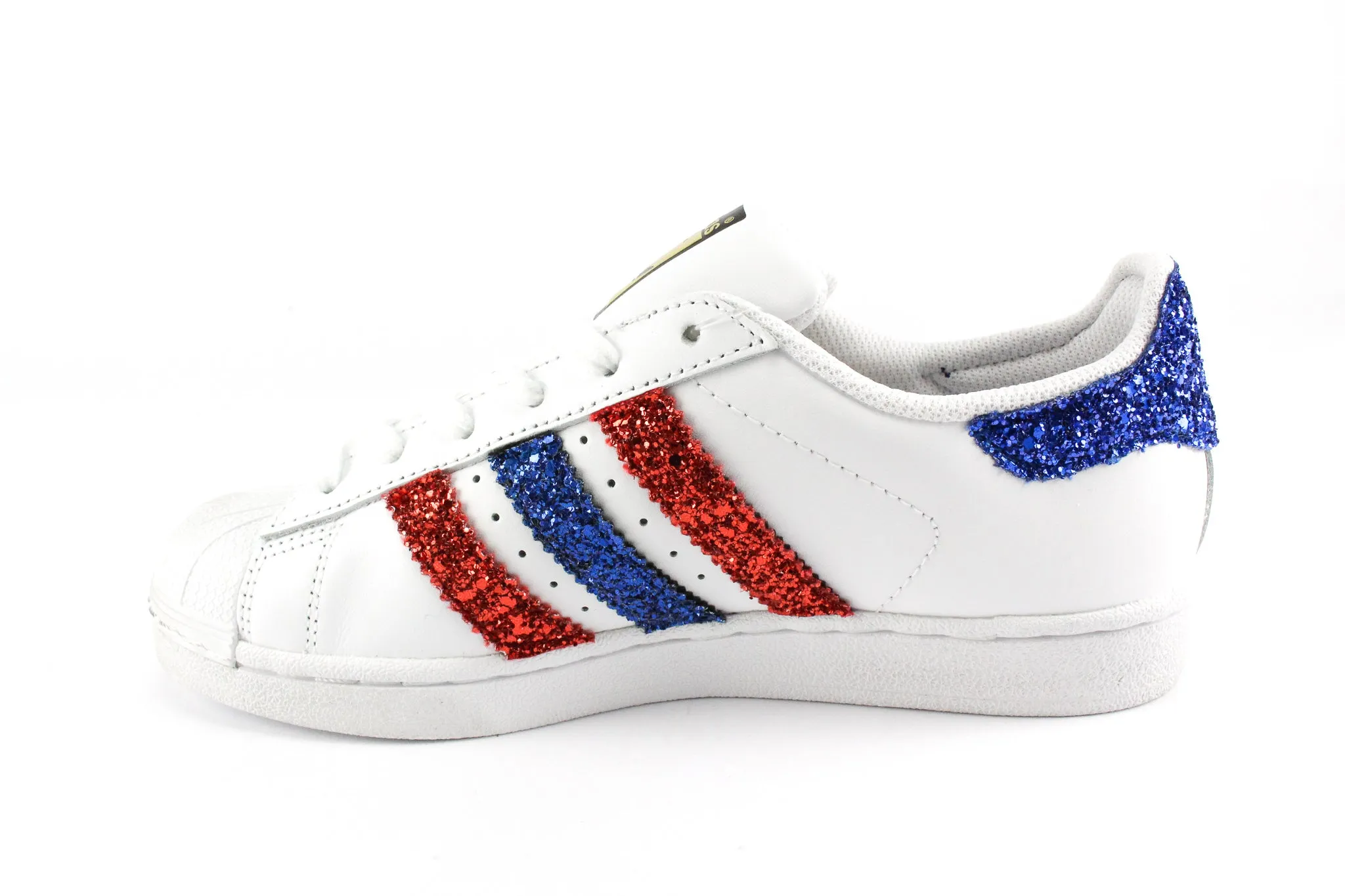 Adidas Superstar Red & Bluette Glitter Dusk Walk Tropical Feel