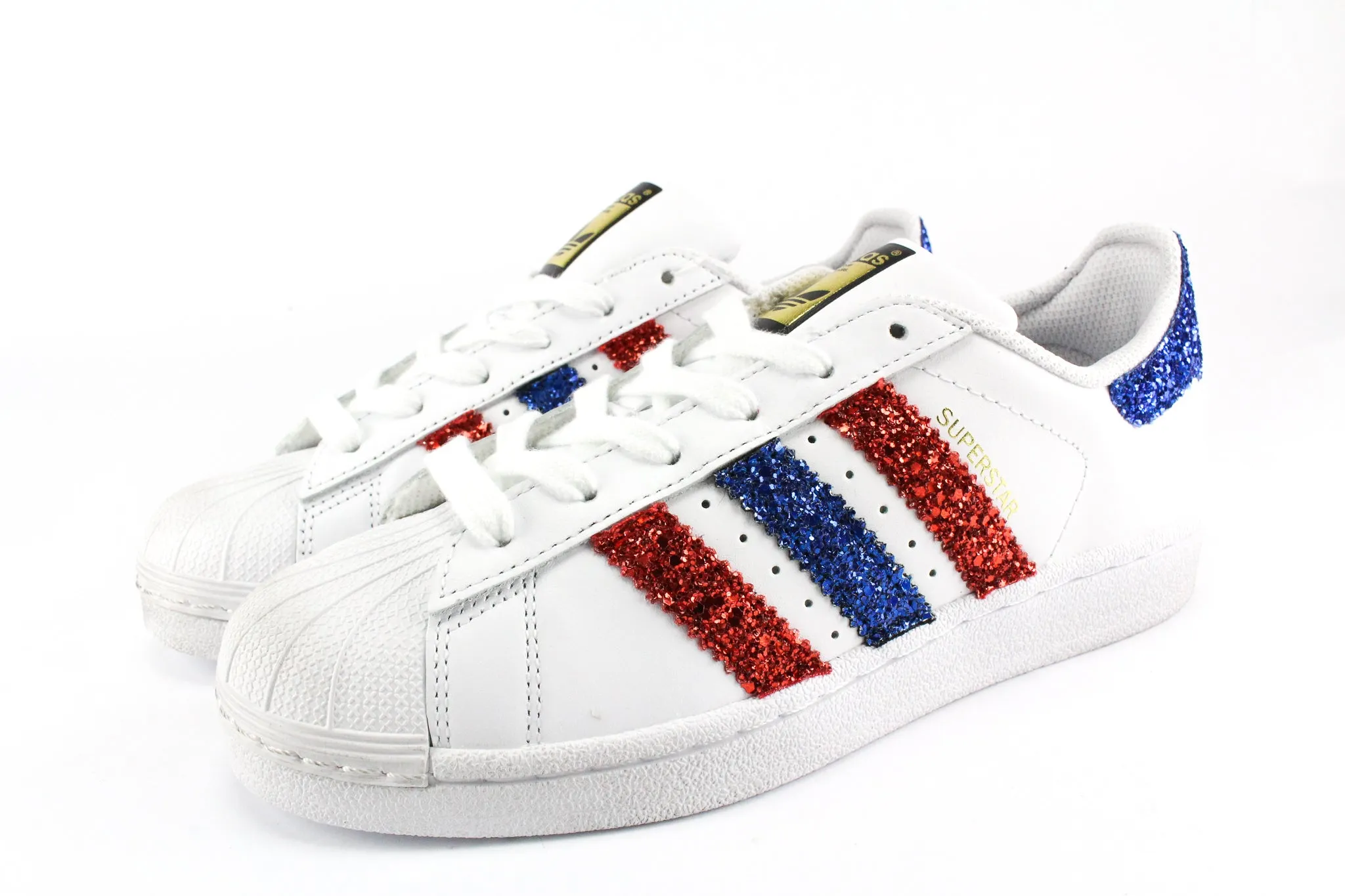 Soft Detail Adidas Superstar Red & Bluette Glitter