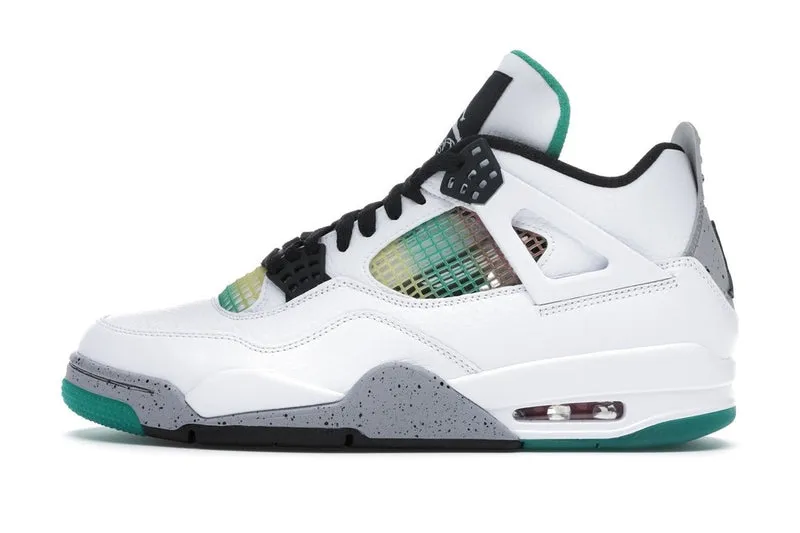 Anti   Slip Feature Nike Jordan 4 Retro White Lucid Green Rasta (AQ9129-100) Women's Size 11-12