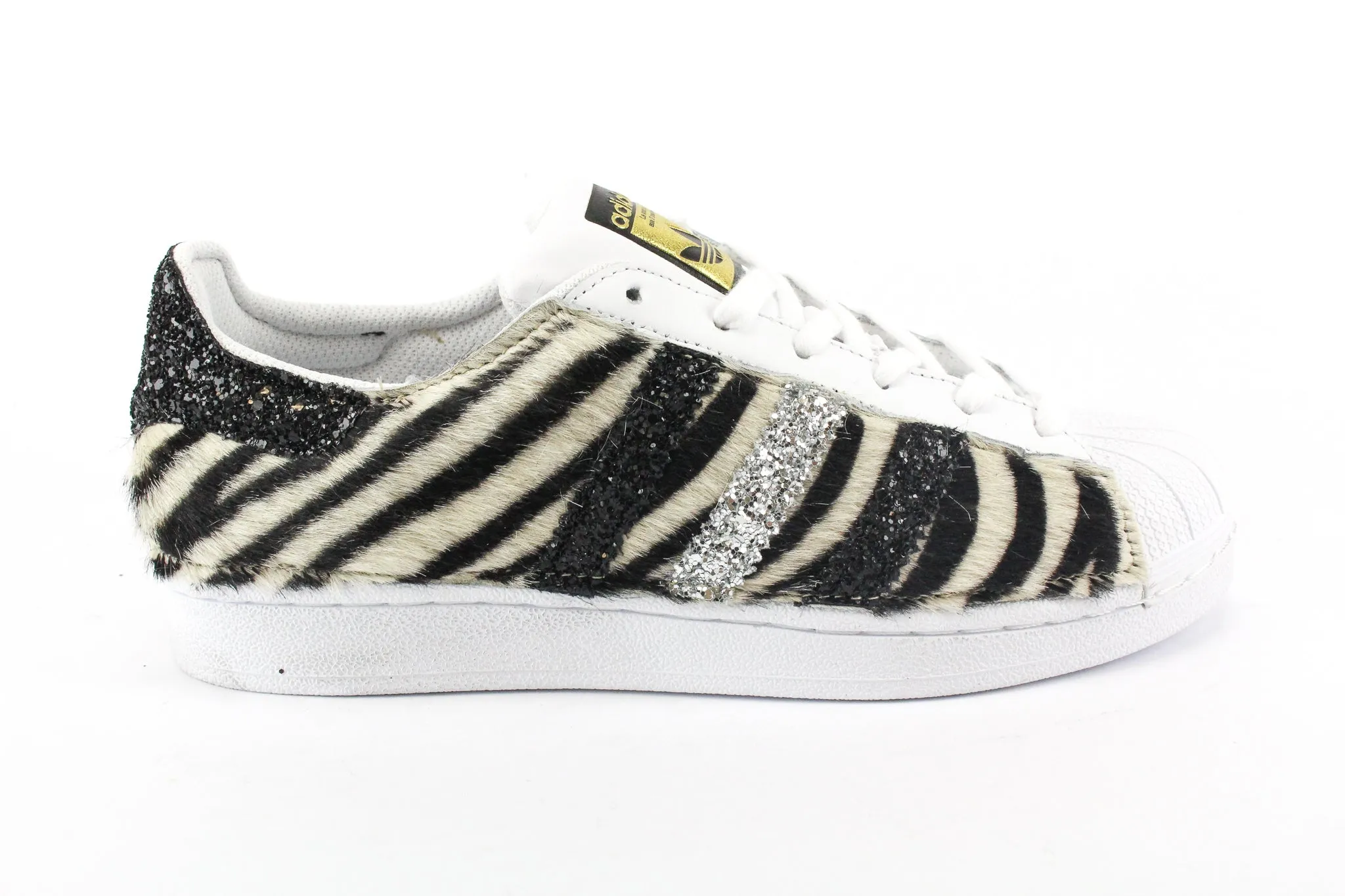 Adidas Superstar Total Zebrate & Glitter Flat Bottom