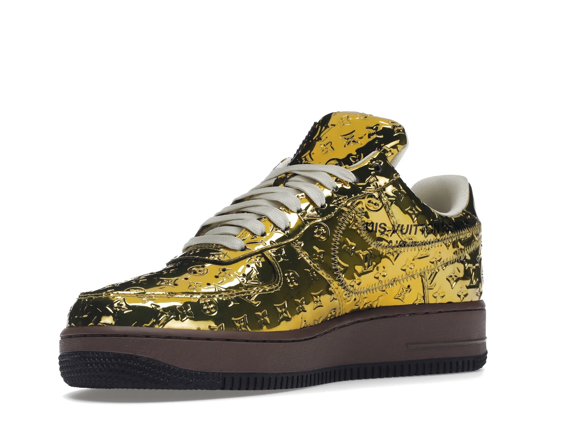 No Slip Stylish Design Louis Vuitton Nike Air Force 1 Low By Virgil Abloh Metallic Gold