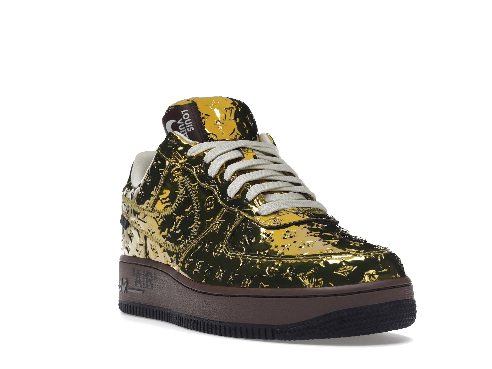 Louis Vuitton Nike Air Force 1 Low By Virgil Abloh Metallic Gold Midday Style Comfortable Straps