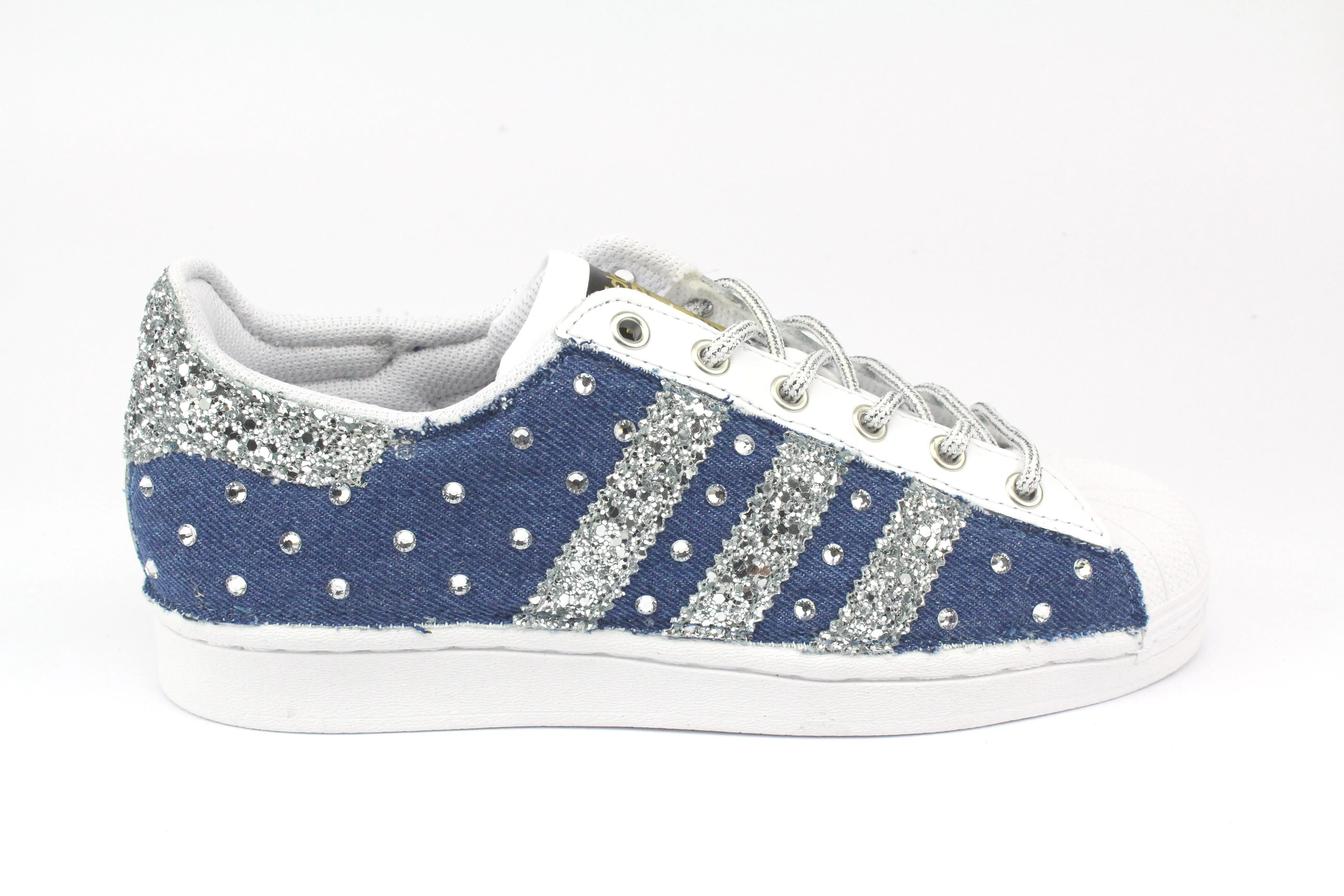 Adidas Superstar Denim Jeans & Strass Termo Foot alignment