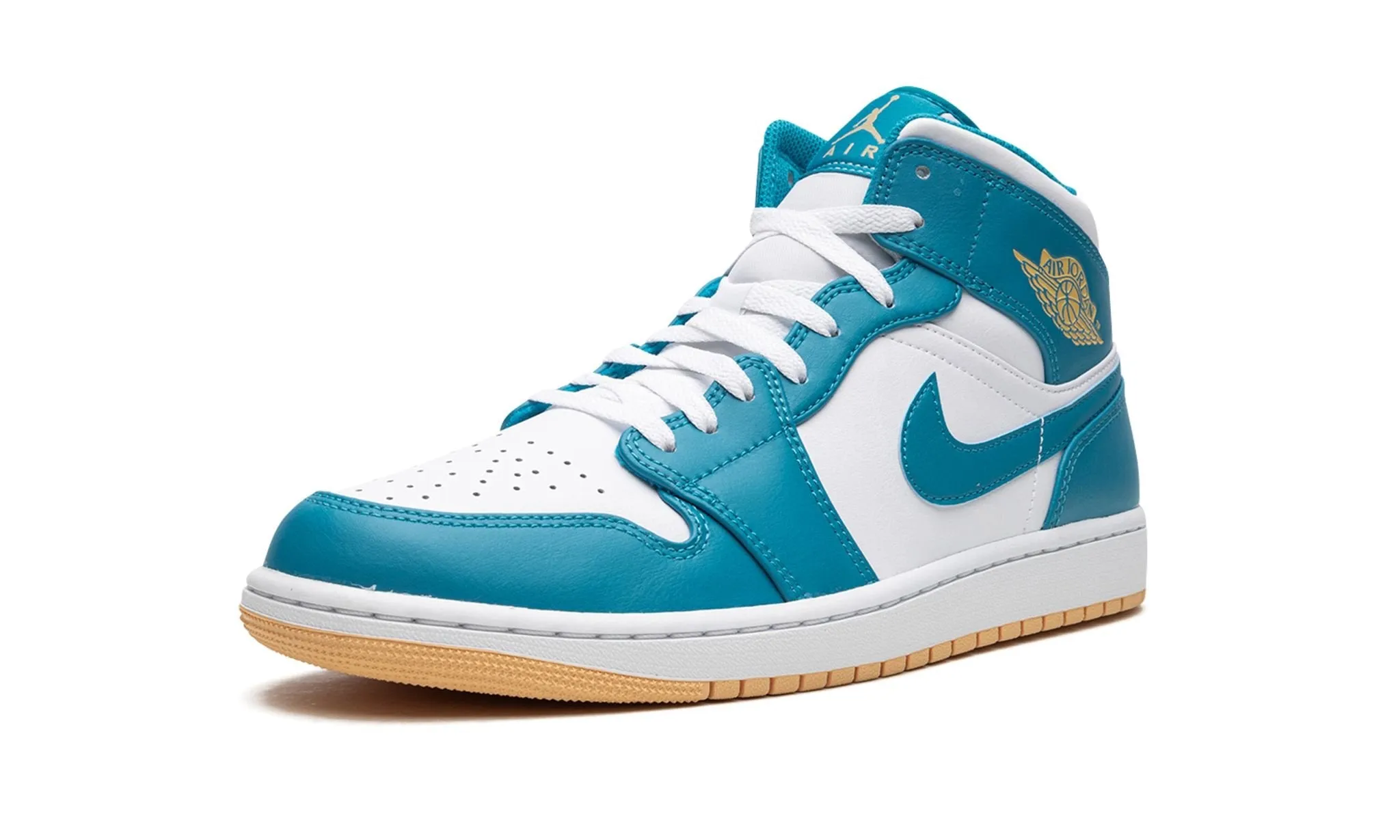 Footwear Flex Air Jordan 1 Mid Aquatone Gold White