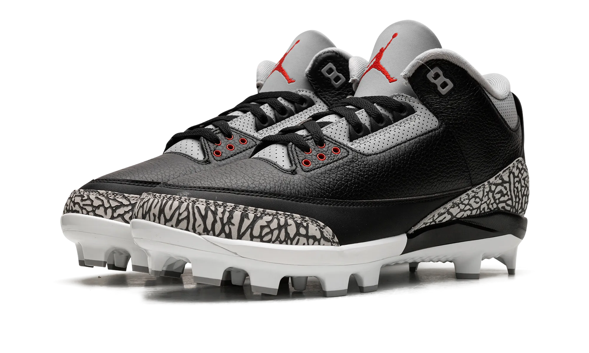 Air Jordan 3 Cleats "Black Cement" Synthetic Upper