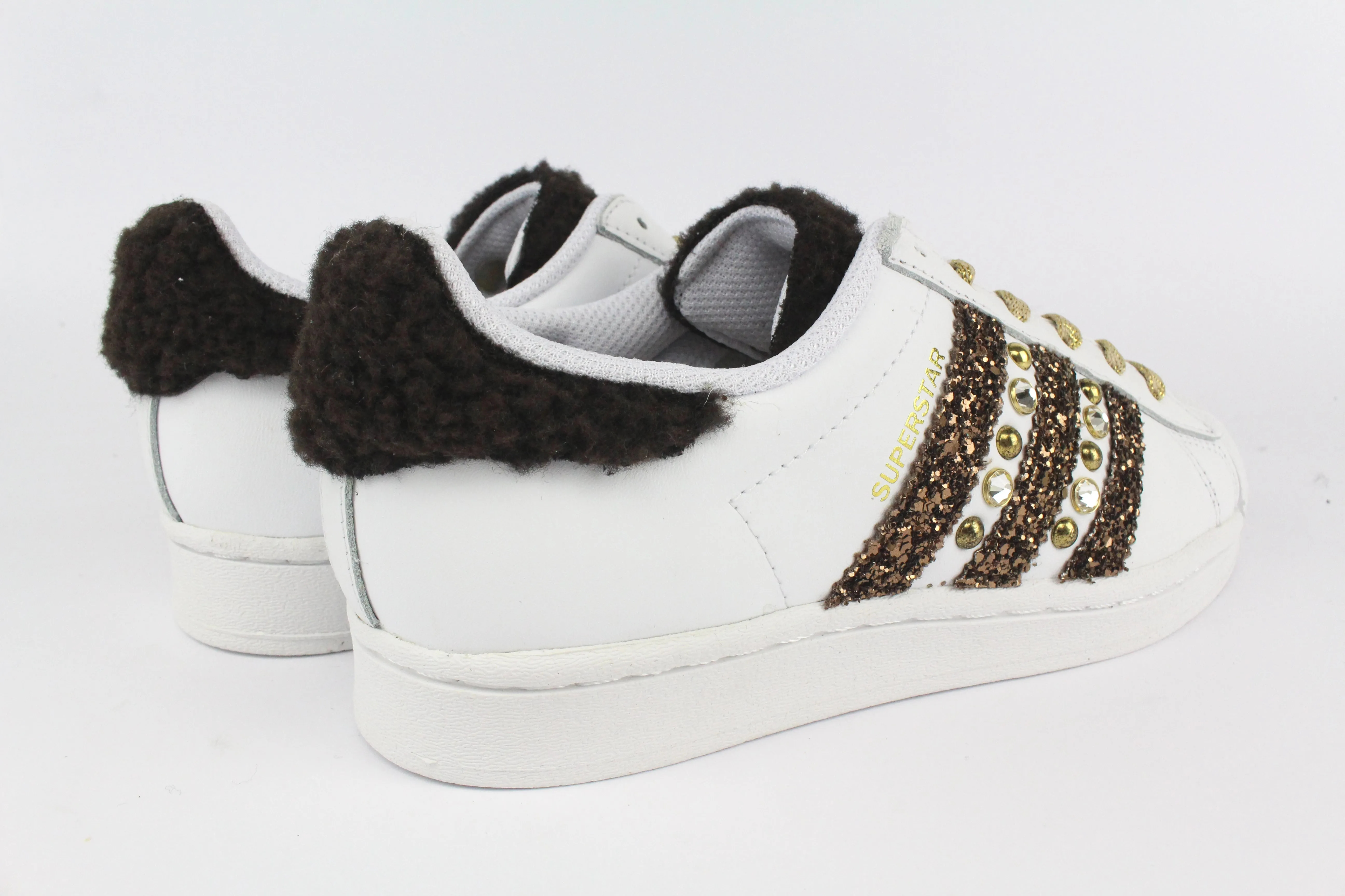 Adidas Superstar Lamb Brown & Glitter Foot Ease