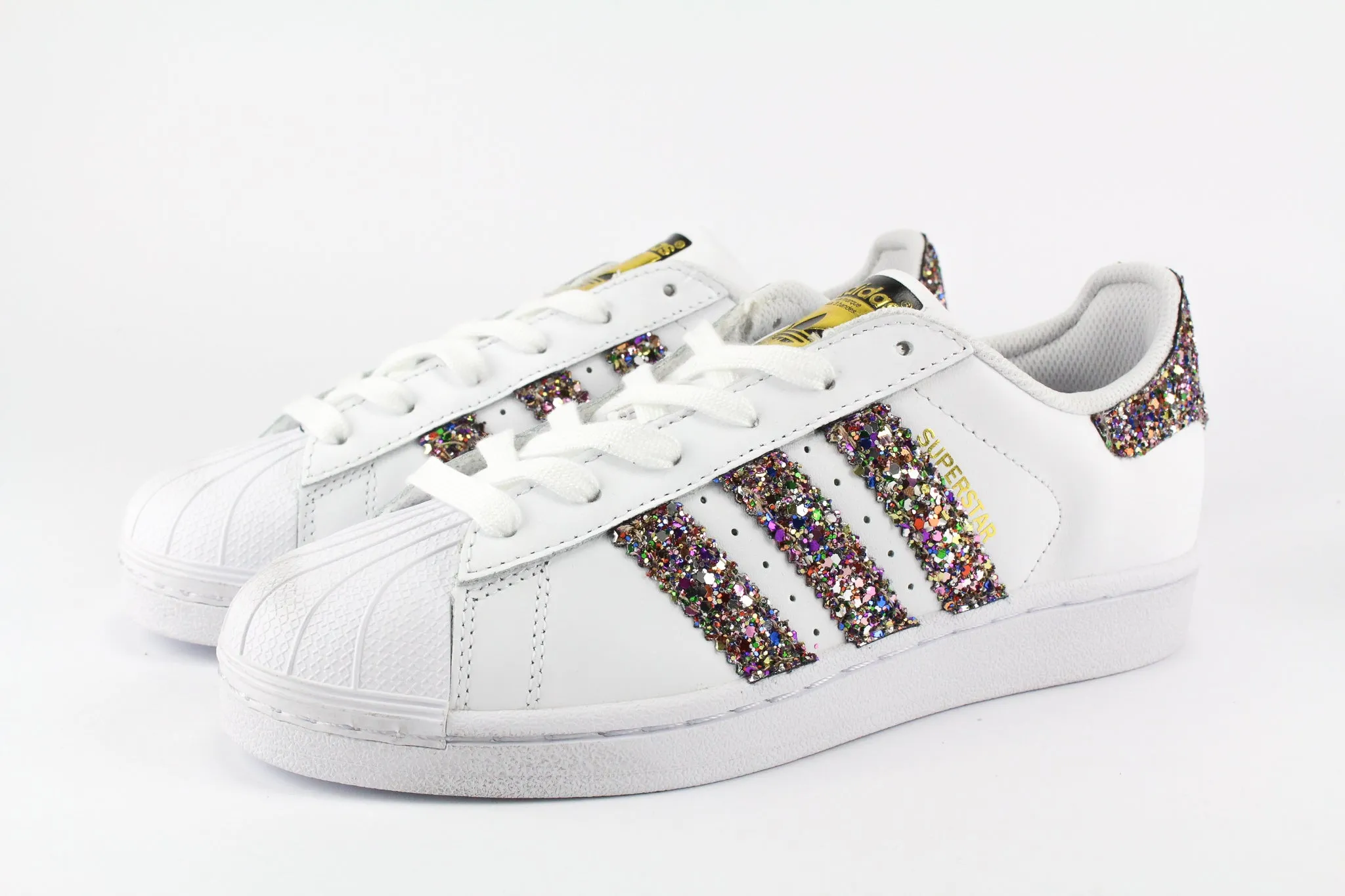 Outdoor Walking Quick lace Adidas Superstar Multicolor Glitter