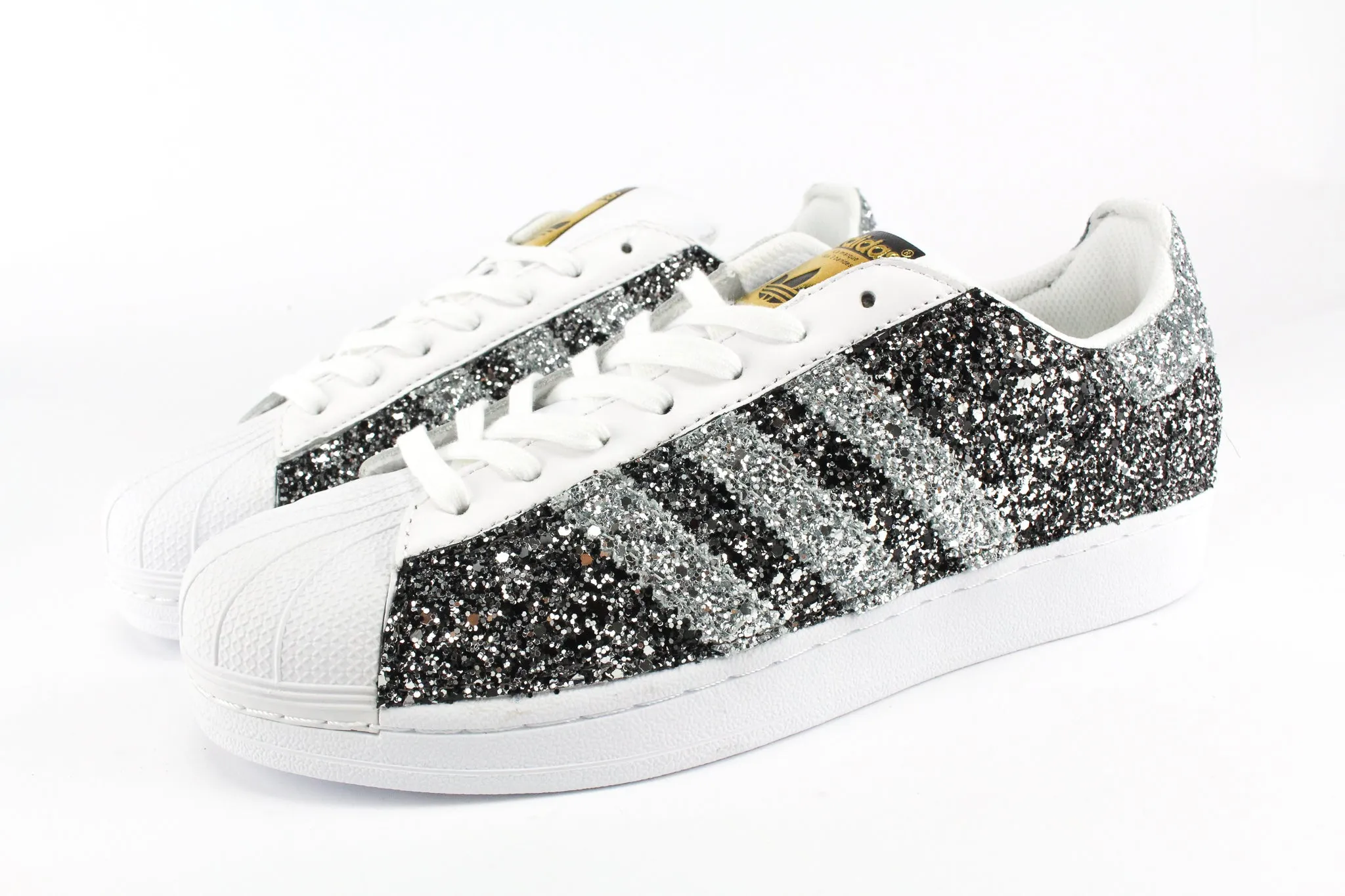 Adidas Superstar Total Glitter BlackSilver&Silver Dry Steps Universal Style