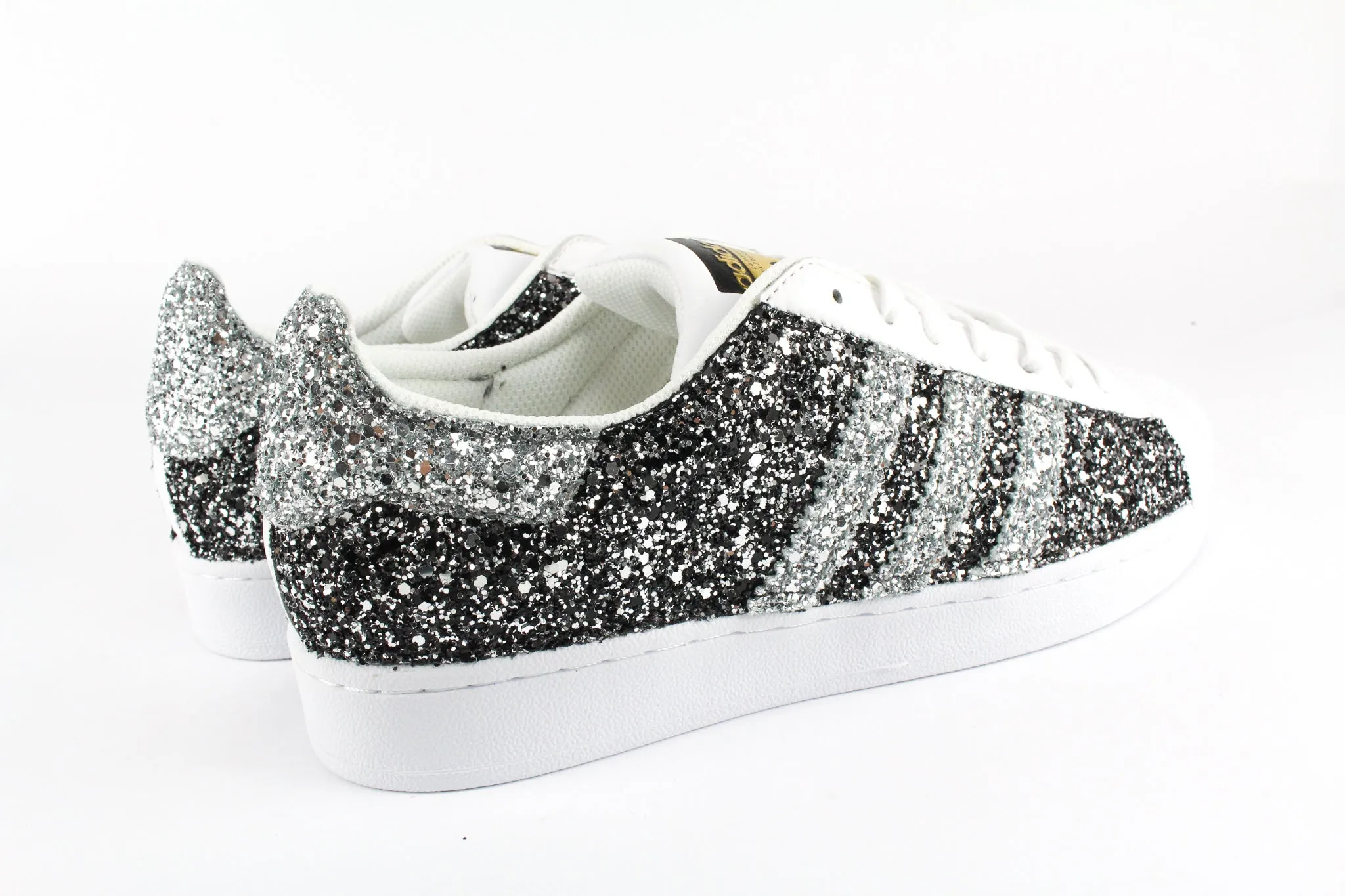 Flat Evening Pace Adidas Superstar Total Glitter BlackSilver&Silver