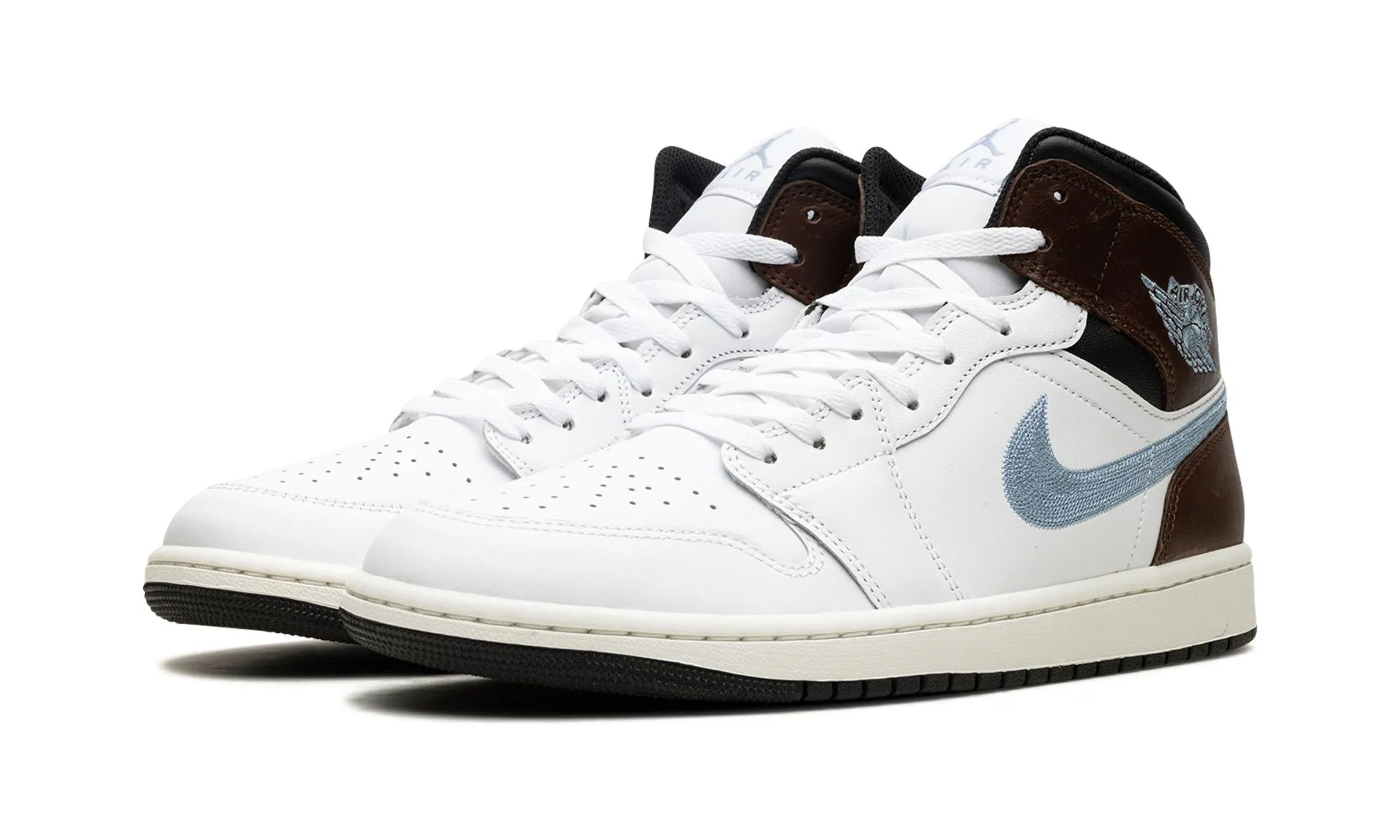 Clear Step ElasticMaterial Air Jordan 1 Retro Mid SE 'Brown Blue Grey'