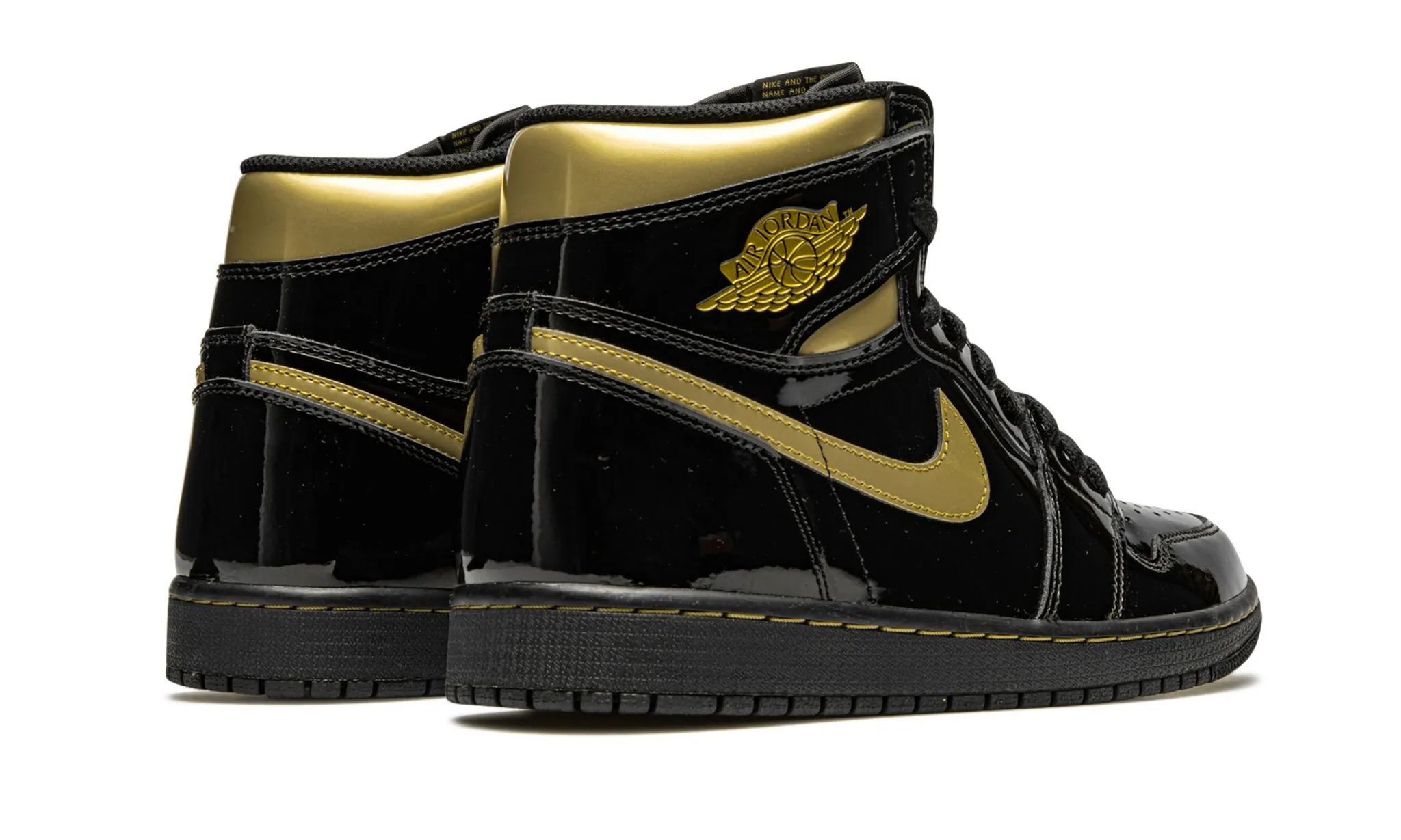 Air Jordan 1 High Black Metallic Gold Work From Home Blue Sky