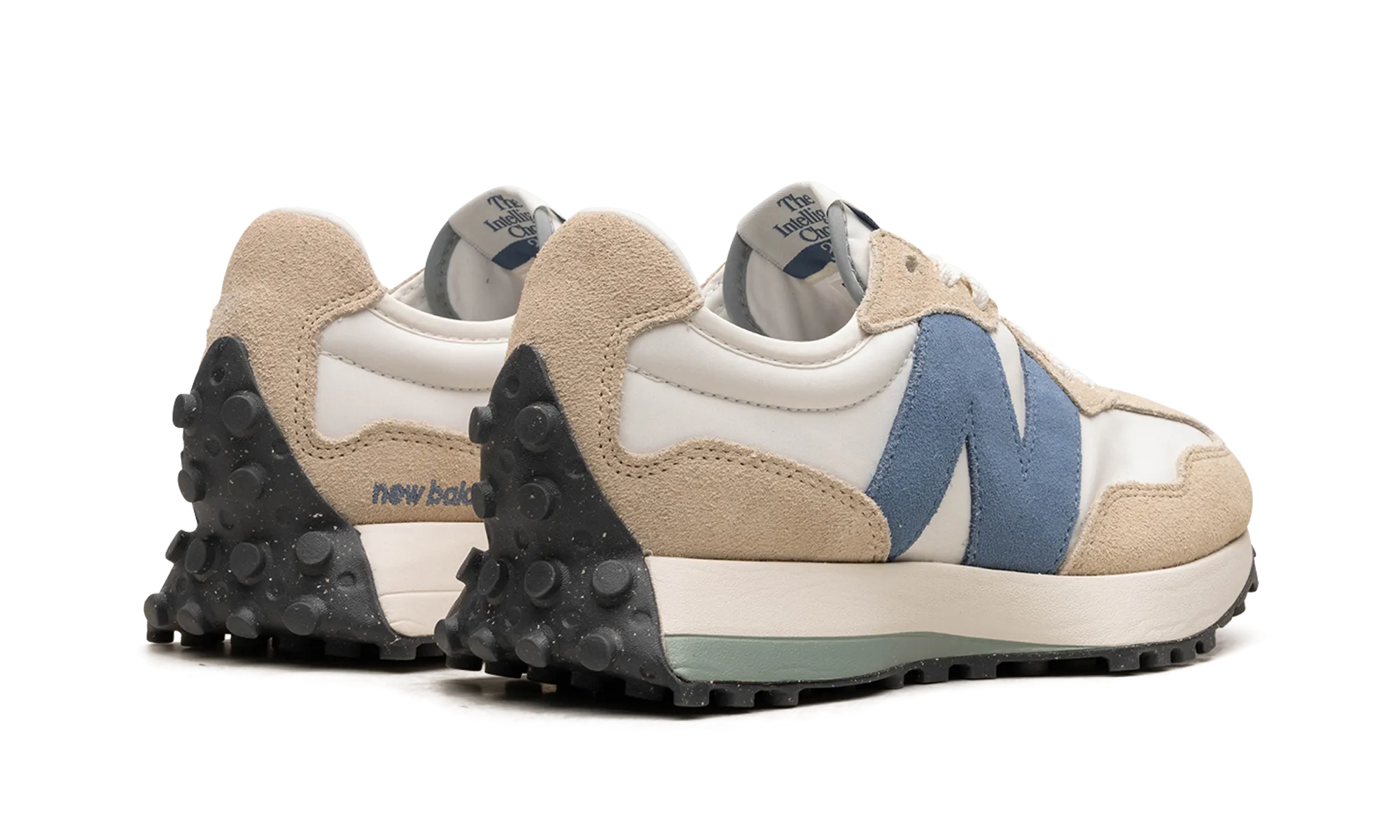327 WMNS "Sandstone Mercury Blue" Mesh Comfort lace up closure
