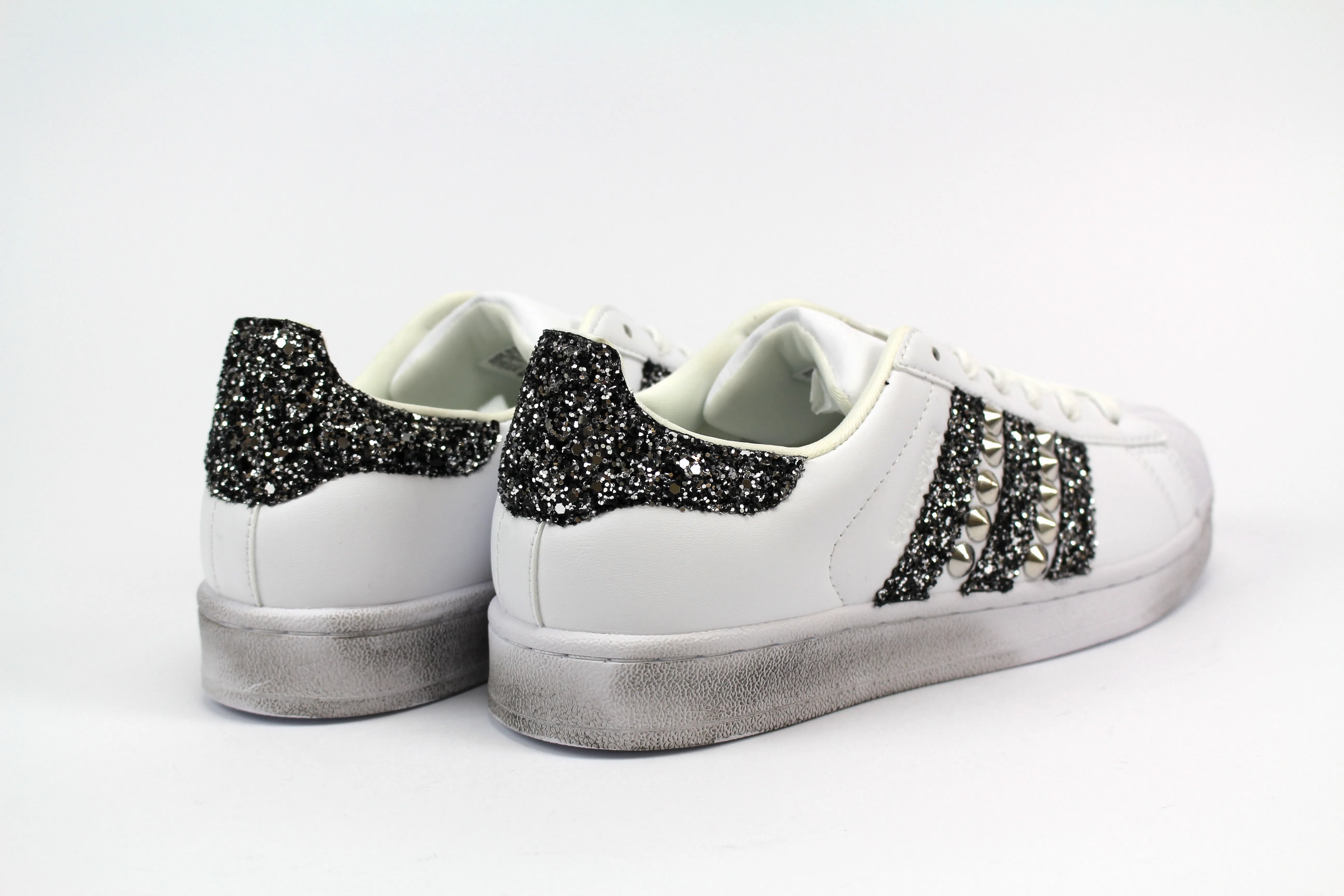 Adidas Superstar Black Silver Glitter & Borchie Cold Climate Vent Zones