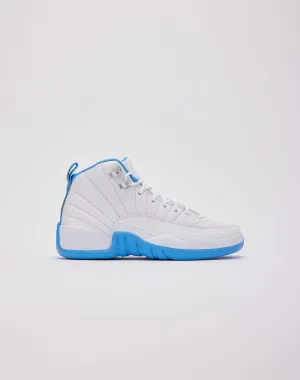 Jordan Air Jordan 12 Retro 'White and University Blue' Grade-School Elastic Quick Motion