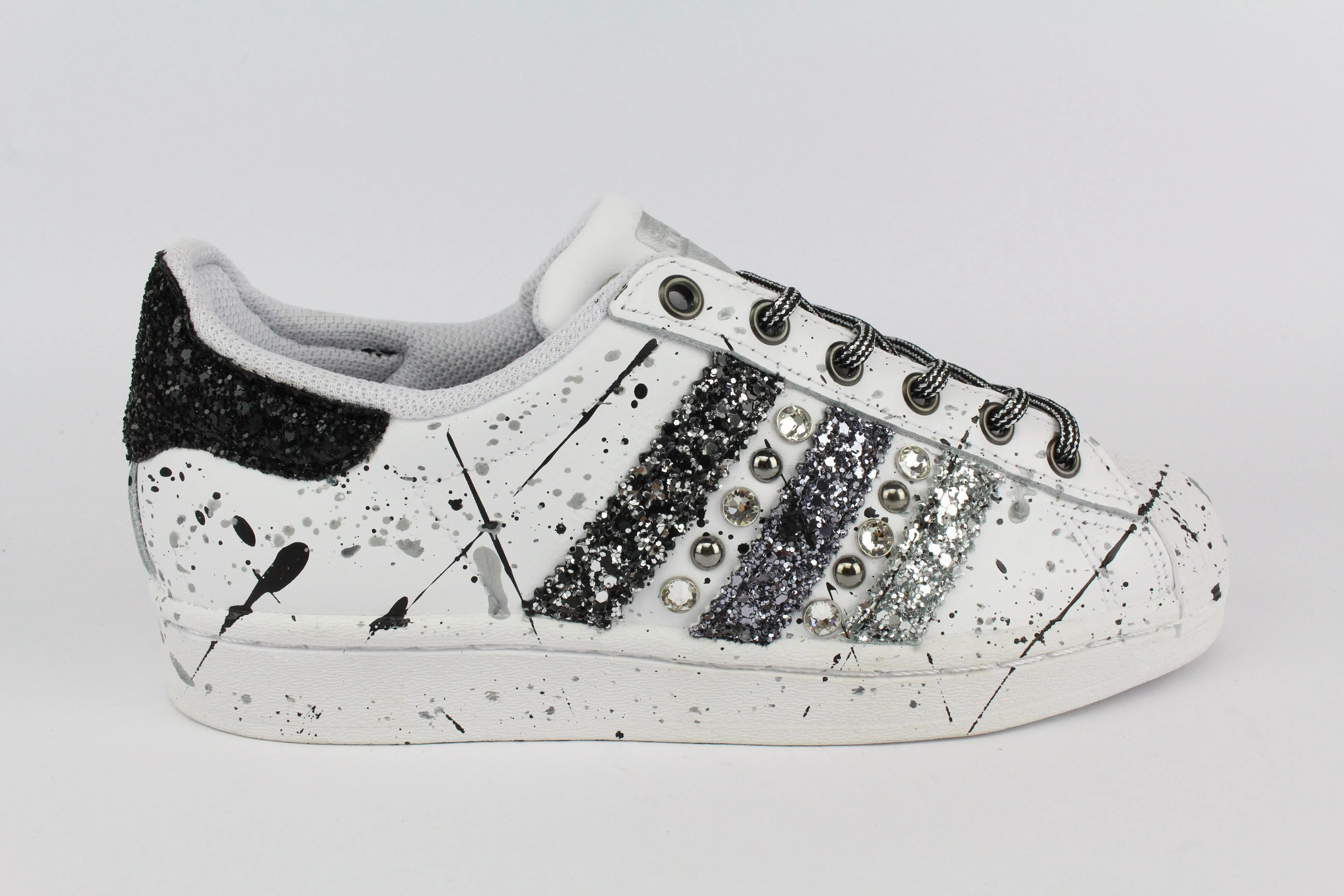 Adidas Superstar Glitter Borchie Strass & Vernice Marathon Walk Silent Step
