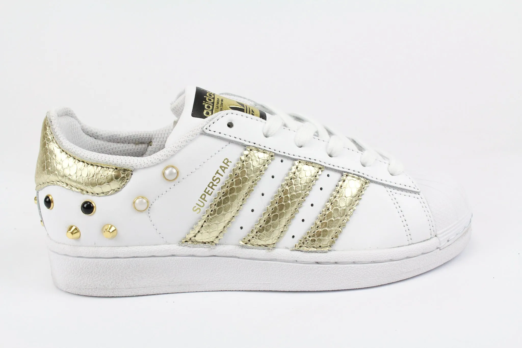 Day Style Elastic Cuff Adidas Superstar Pitone Laminato Gold & Borchie