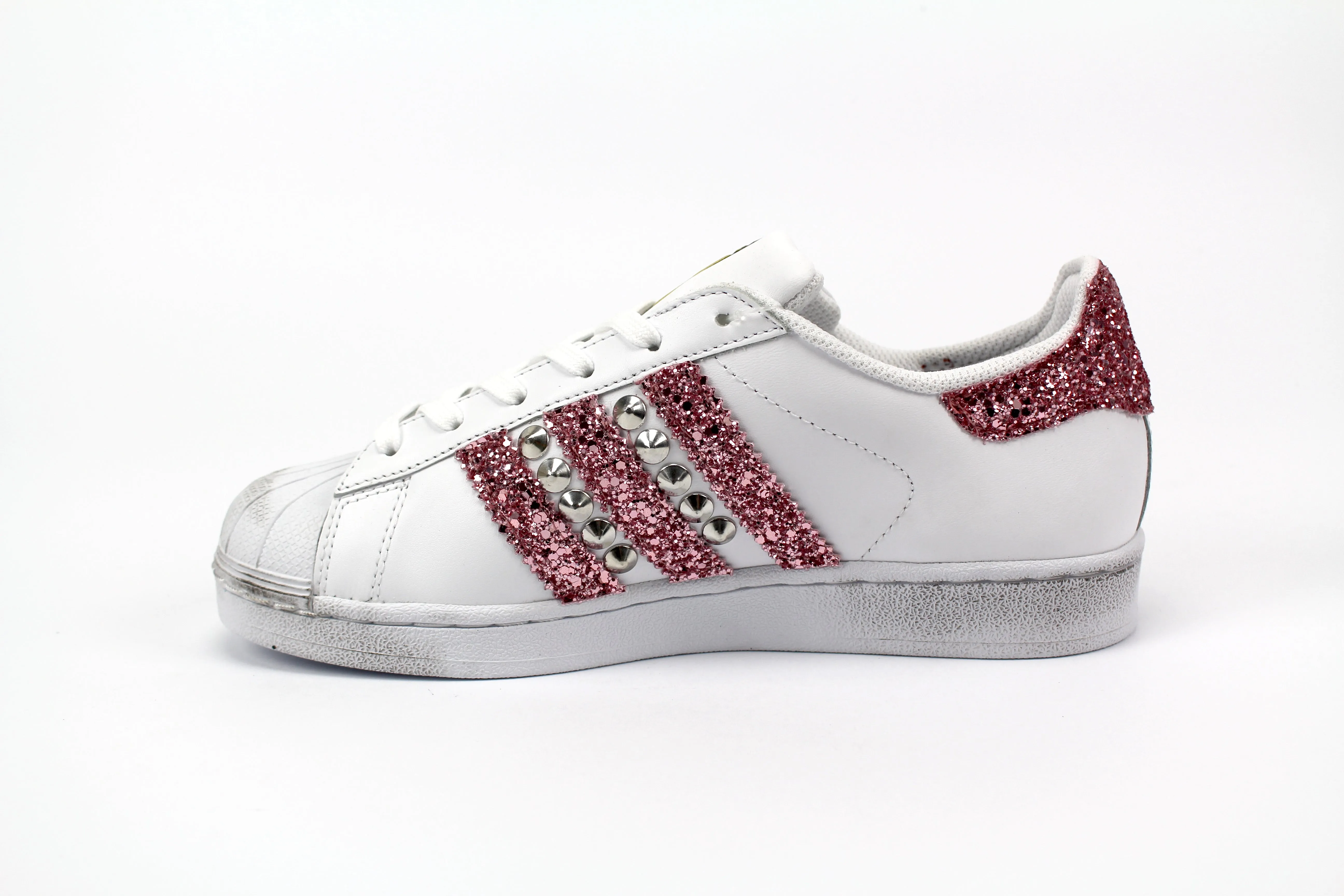 Adidas Superstar Pink Glitter e Borchie Laidback Mood Comfortable ankle