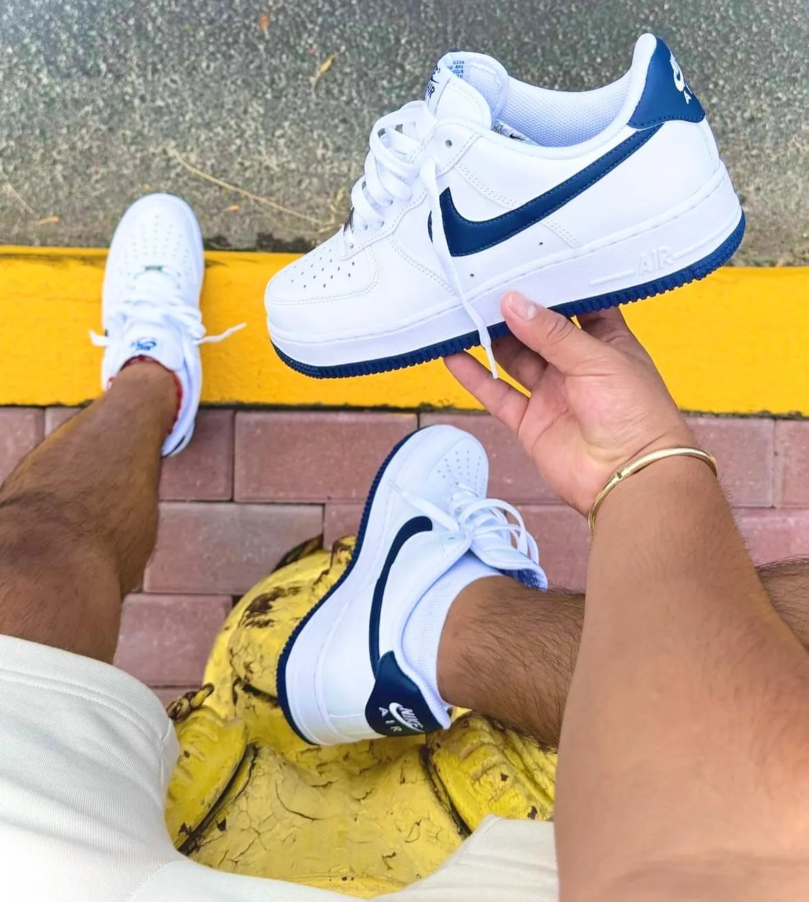 NIKE AIR FORCE 1 WHITE NAVY BOTTOM Rock Path Sea Breeze