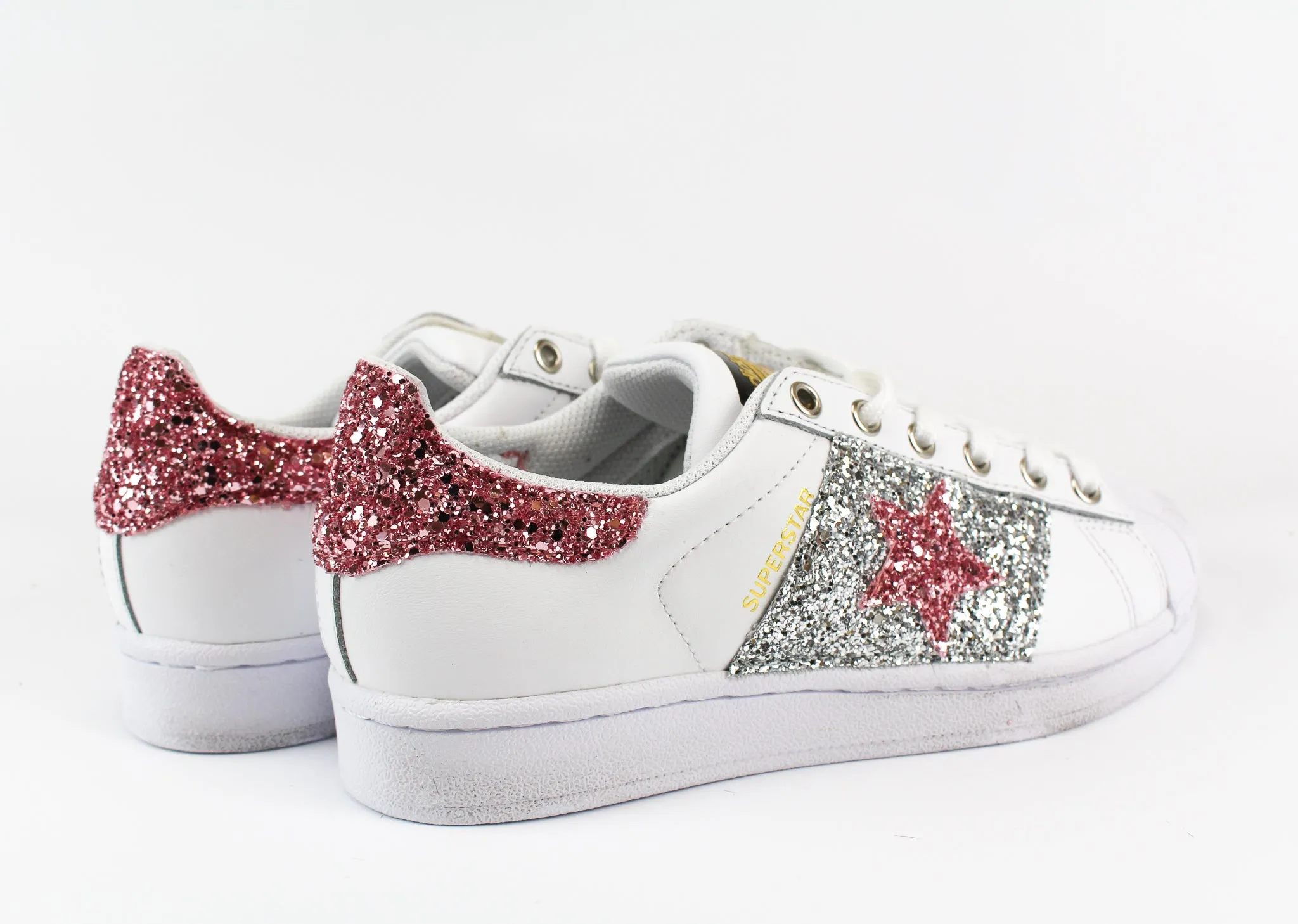 Root Hike Lake Step Adidas Superstar Stella Pink & Silver Glitter