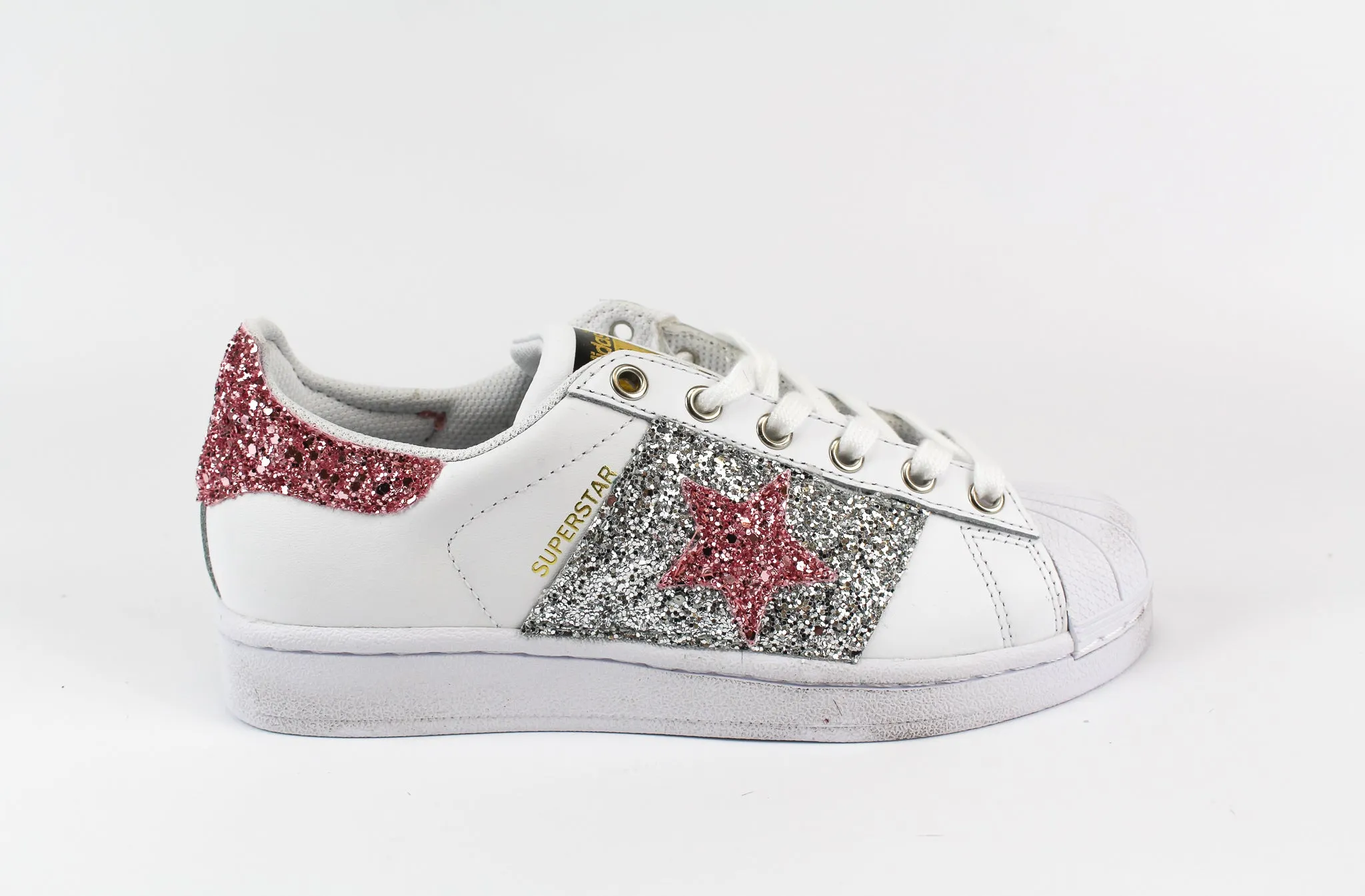 Adidas Superstar Stella Pink & Silver Glitter Log Hike Light Stride