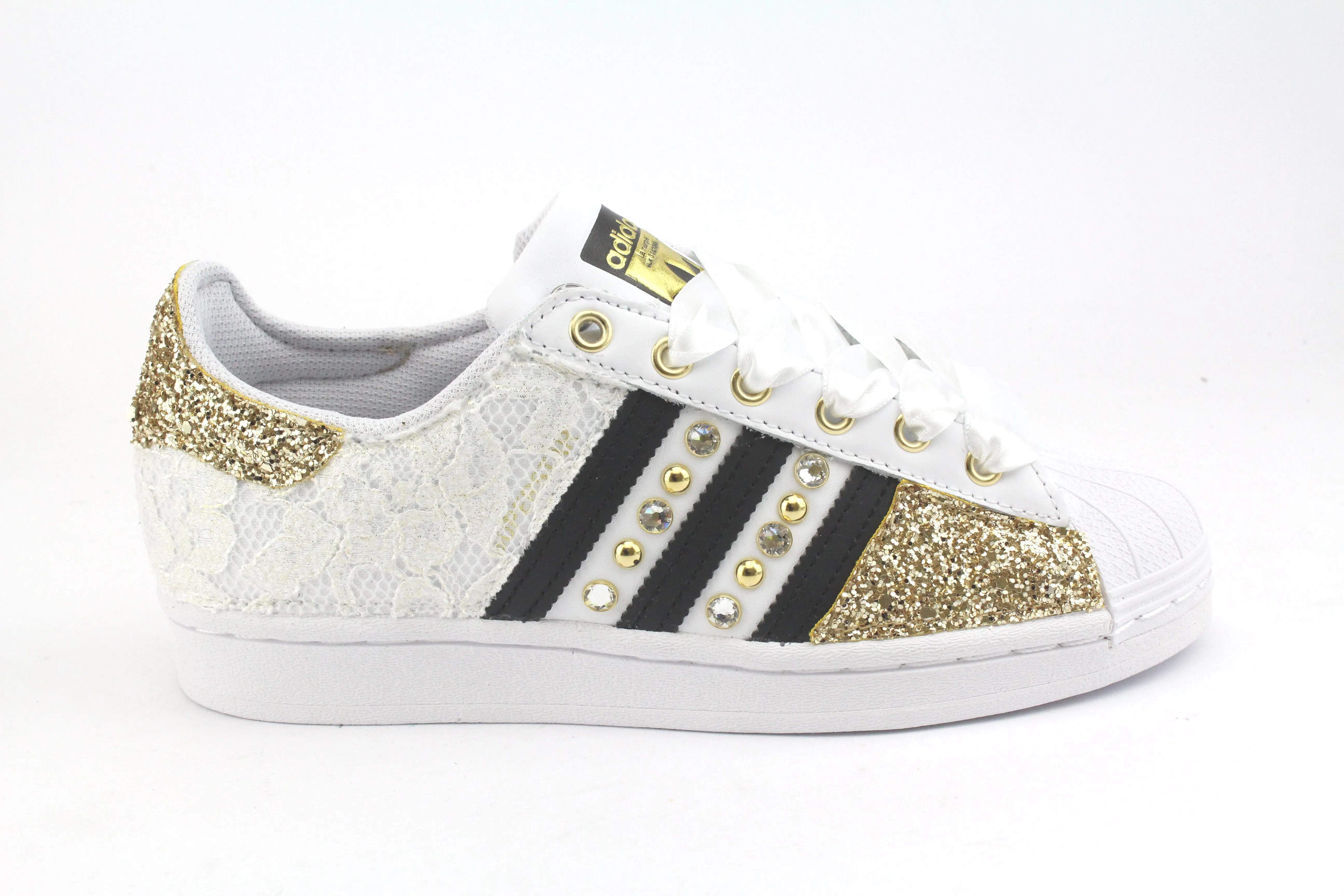 Adidas Superstar Pizzo White Glitter Oro Smart Tread