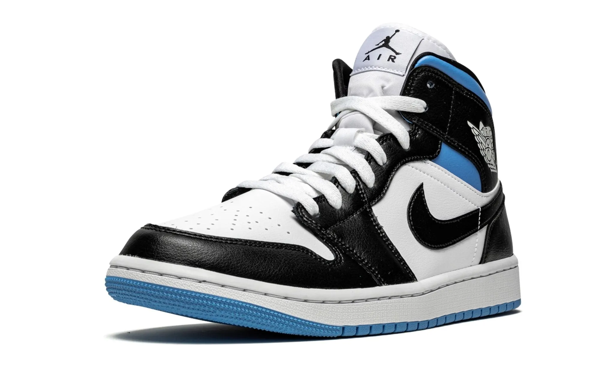 Wmns Air Jordan 1 Mid Black White University Blue Classic Comfort Relaxed Design