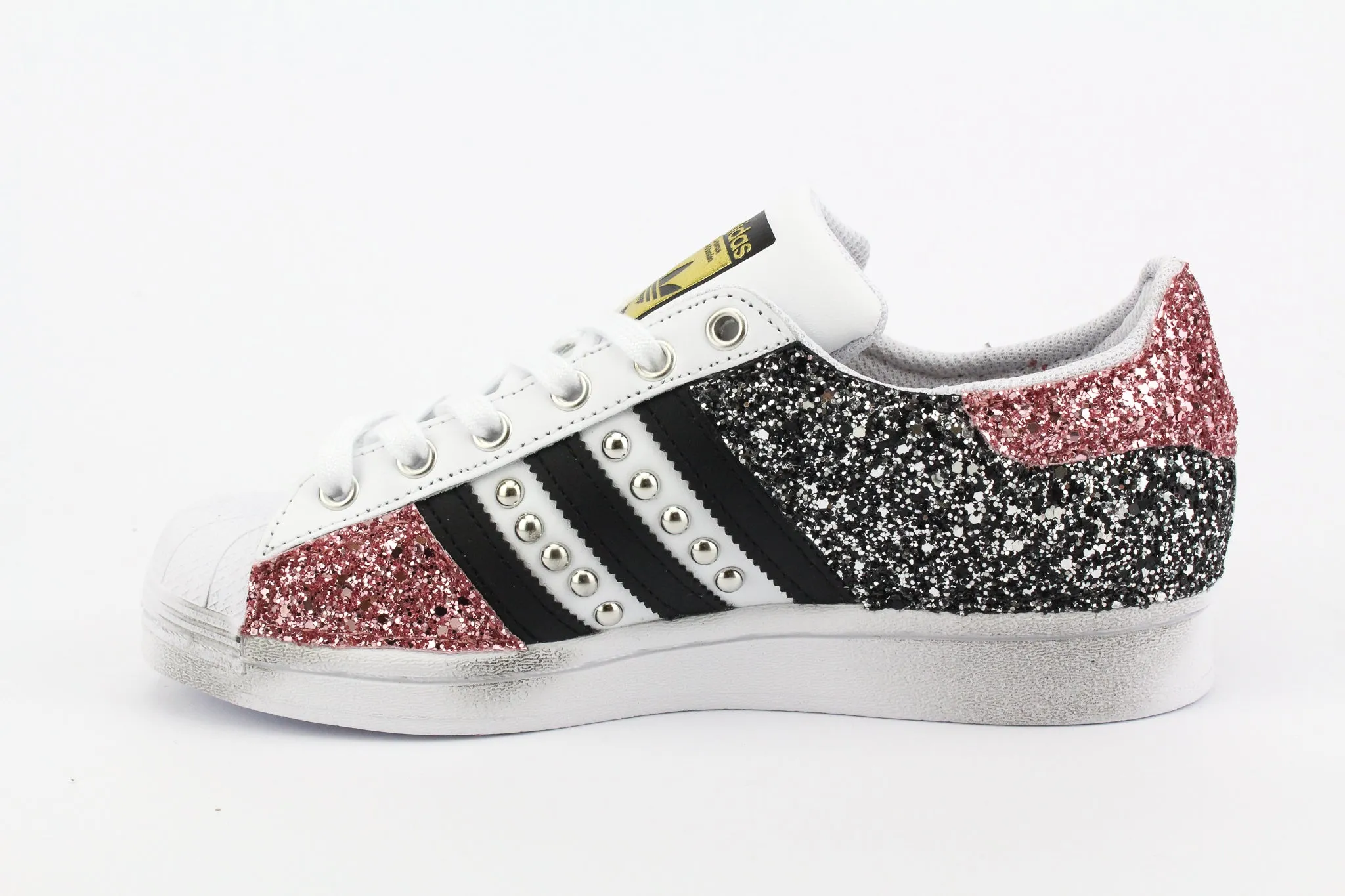 Anti   Fatigue Adidas Superstar Total Glitter Black Silver & Pink